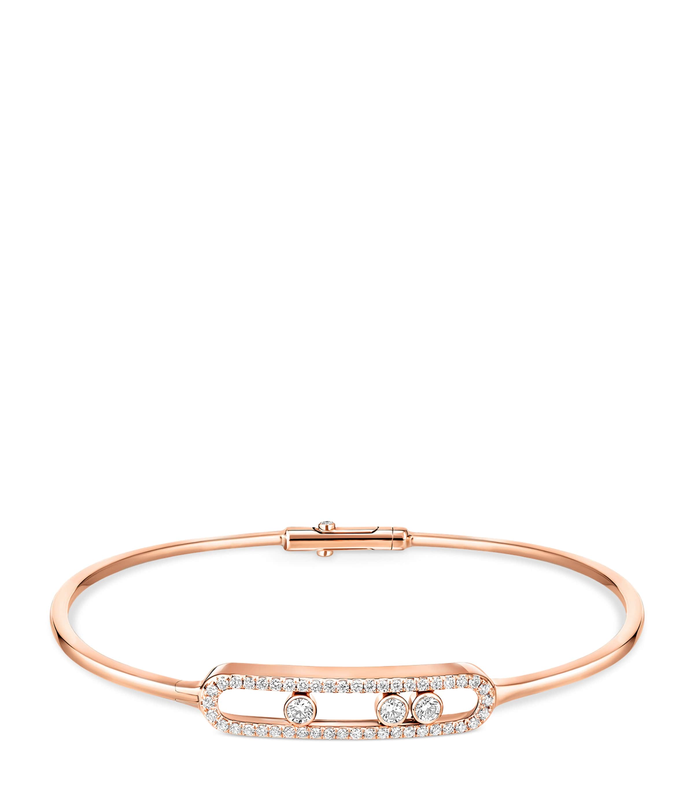 Messika Move Classique Pink Gold and Diamond Pavé Thin Bangle (0.56ct) Pink Gold Image 1