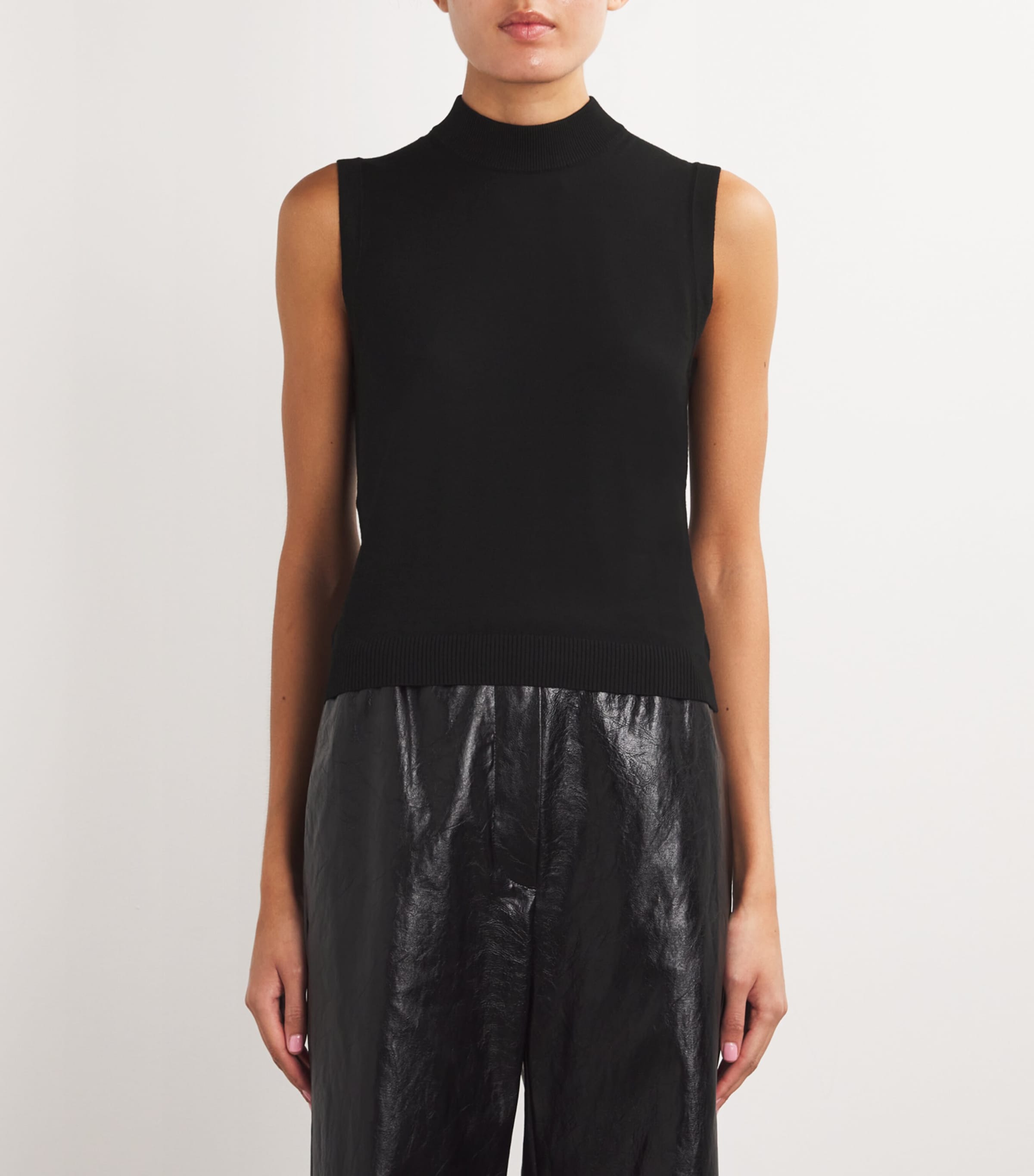 Rib-Knit Tank Top BLACK Image 3