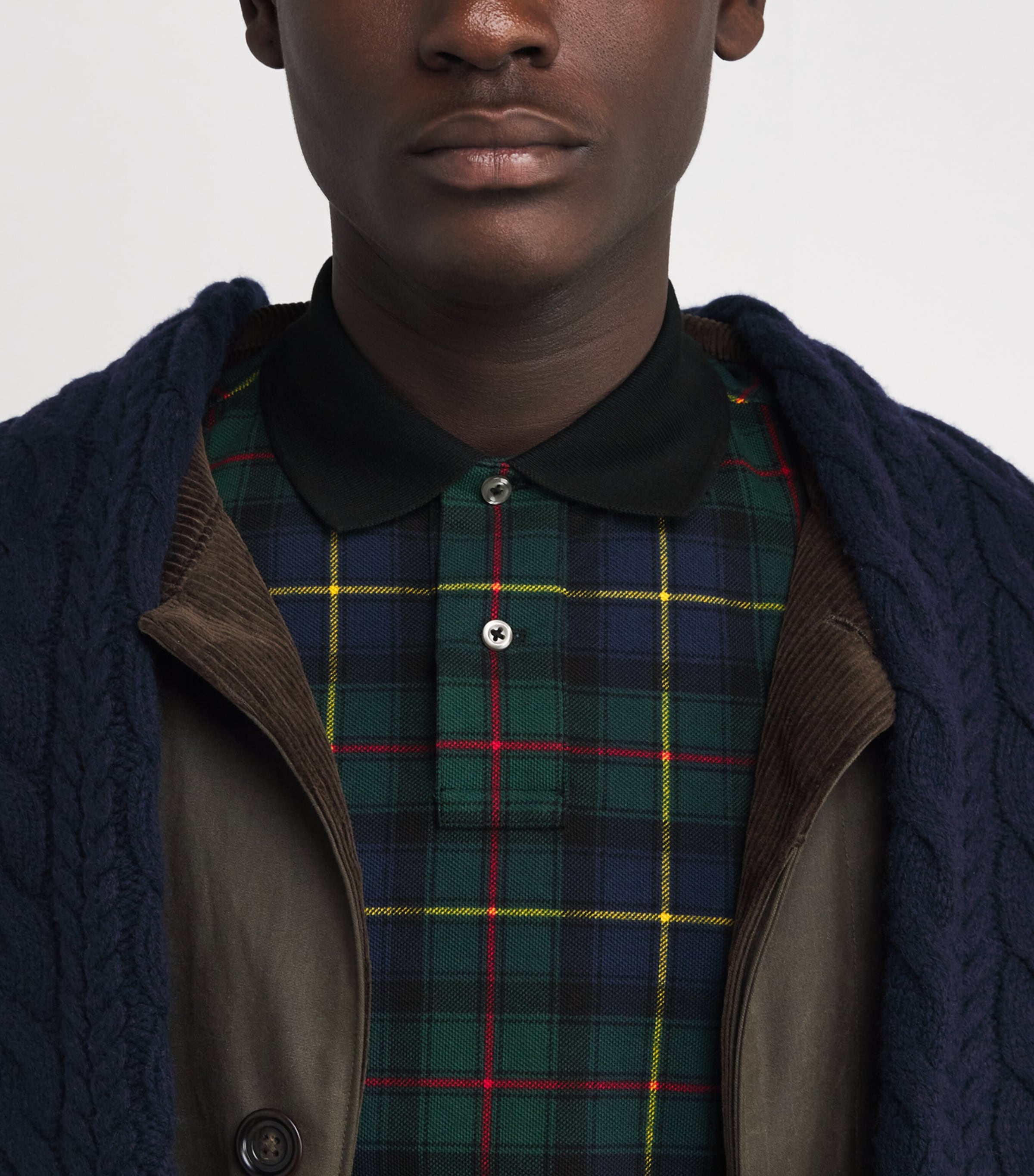 Cotton Mesh Tartan Polo Shirt MULTI Image 6