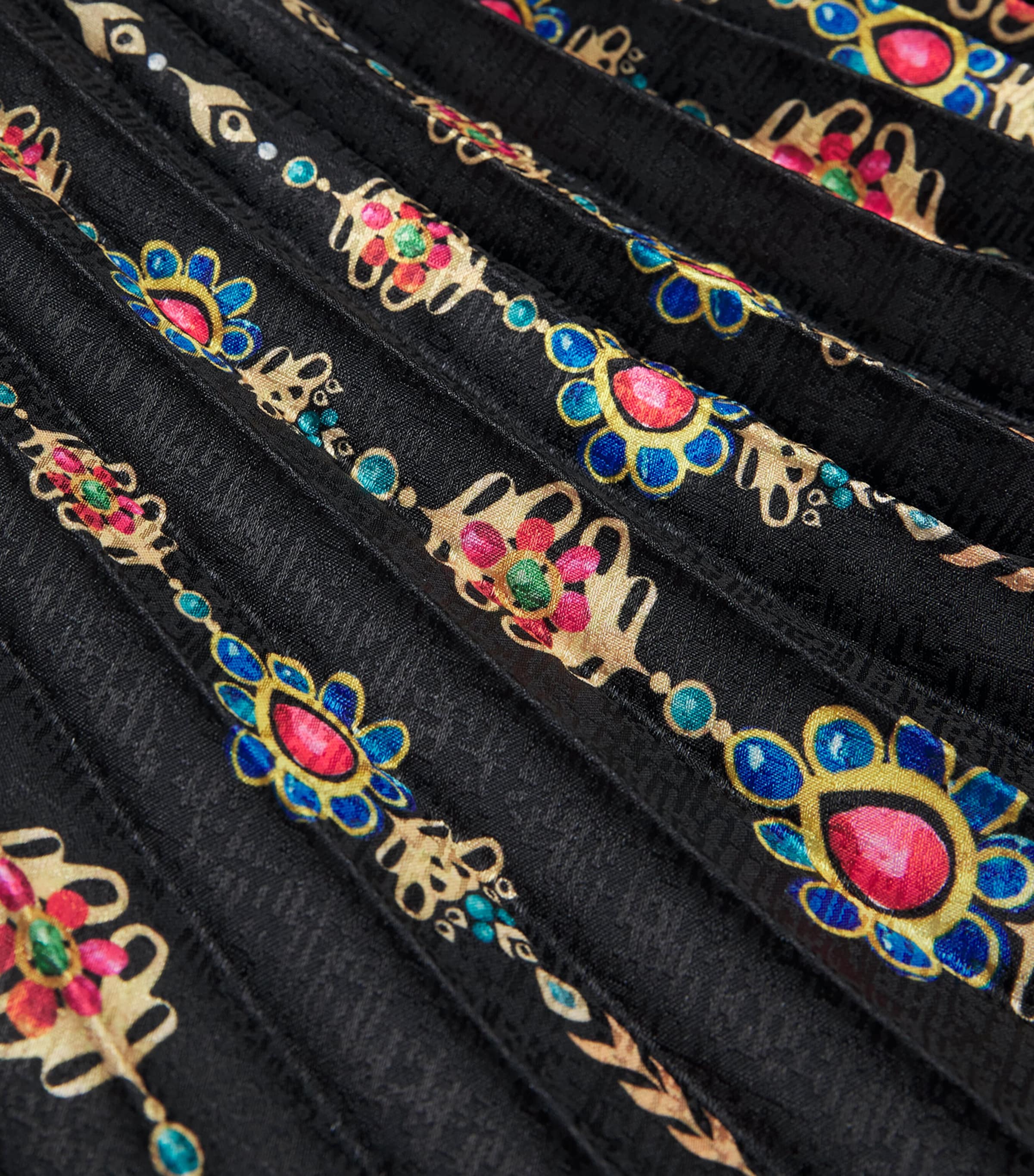 Satin Pendant Stripe Print Pleated Midi Skirt 2346-PENDANT STRIPE Image 5