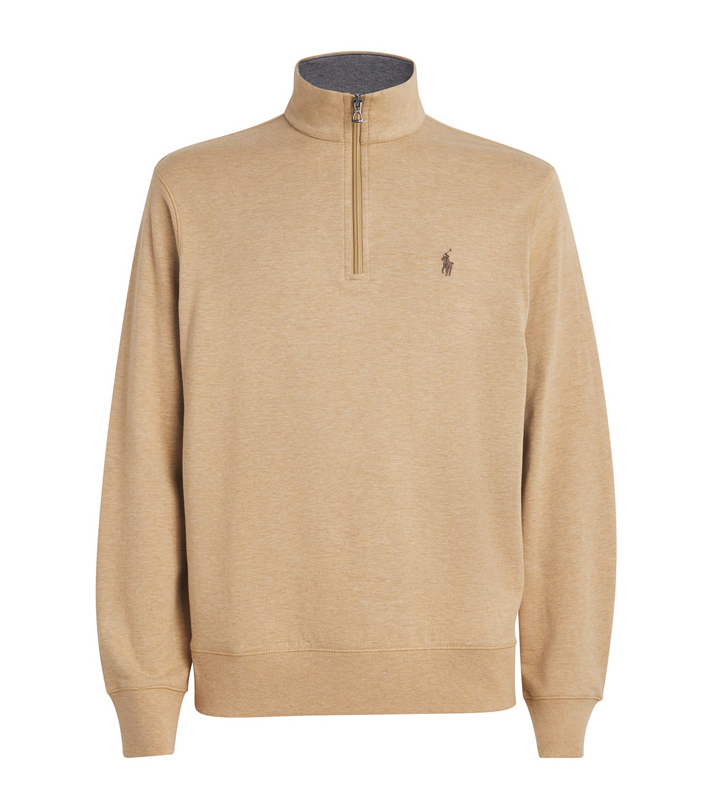 Polo Ralph Lauren Mesh-knit Cotton Quarter-zip Sweater In Neutral