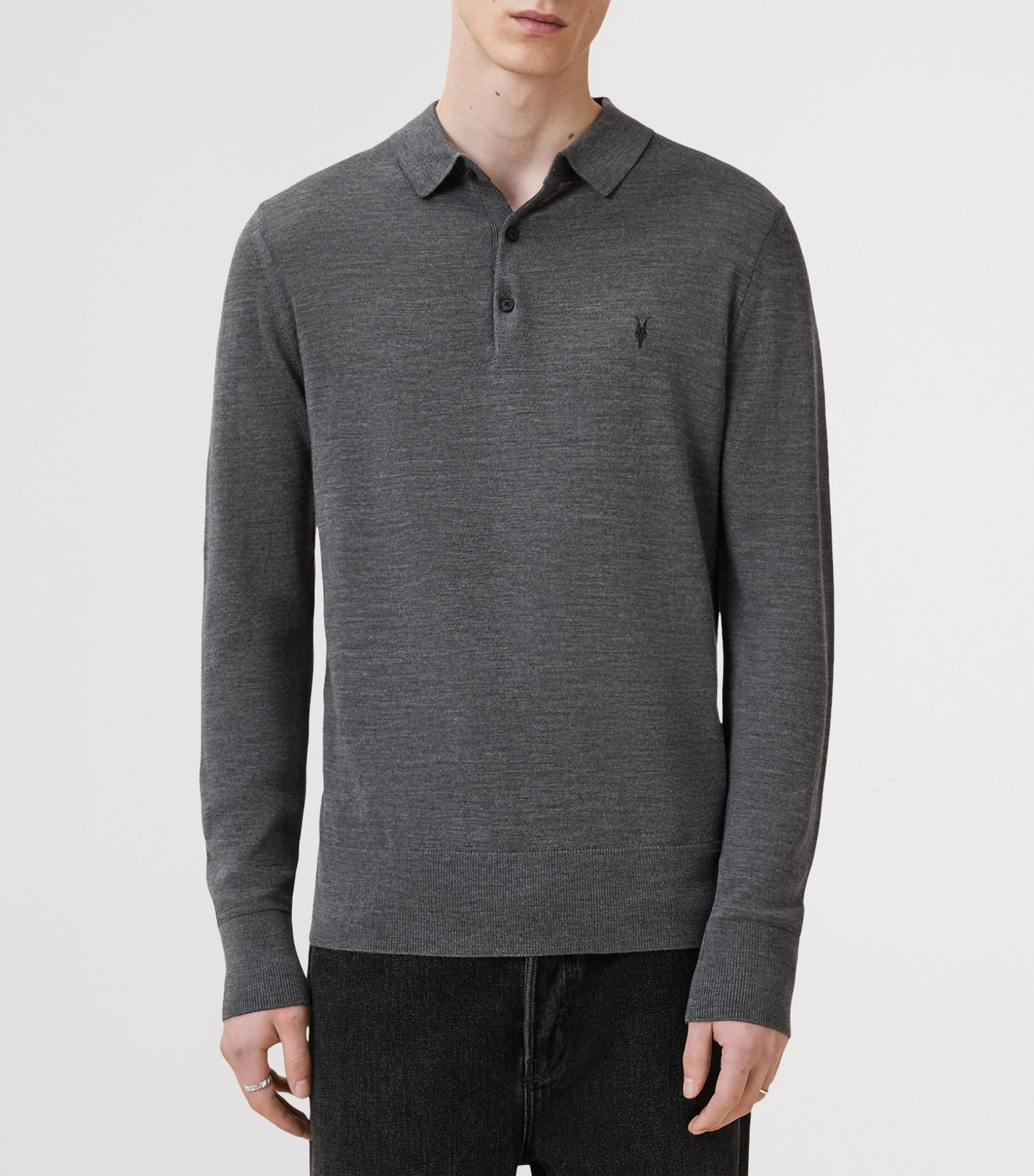 Merino Wool Mode Polo Shirt MONUMENT GREY Image 4