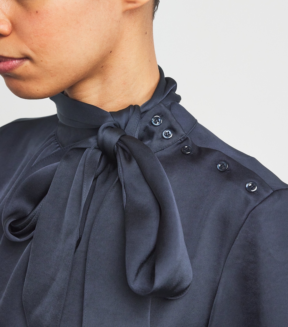 Satin Pussybow Blouse NAVY Image 6