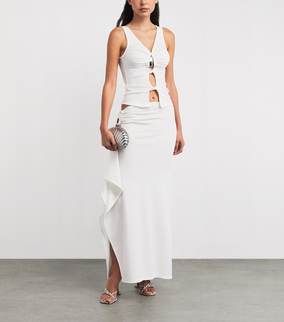 Ribbed Crystal Maxi Skirt WHITE Image 2