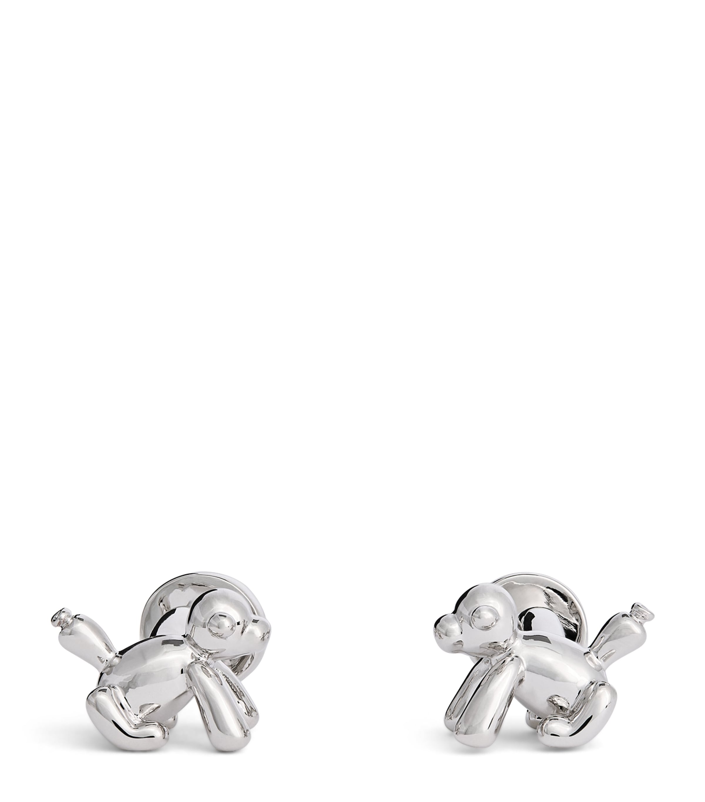 Babette Rhodium-plated Balloon Monkey Cufflinks In Silver