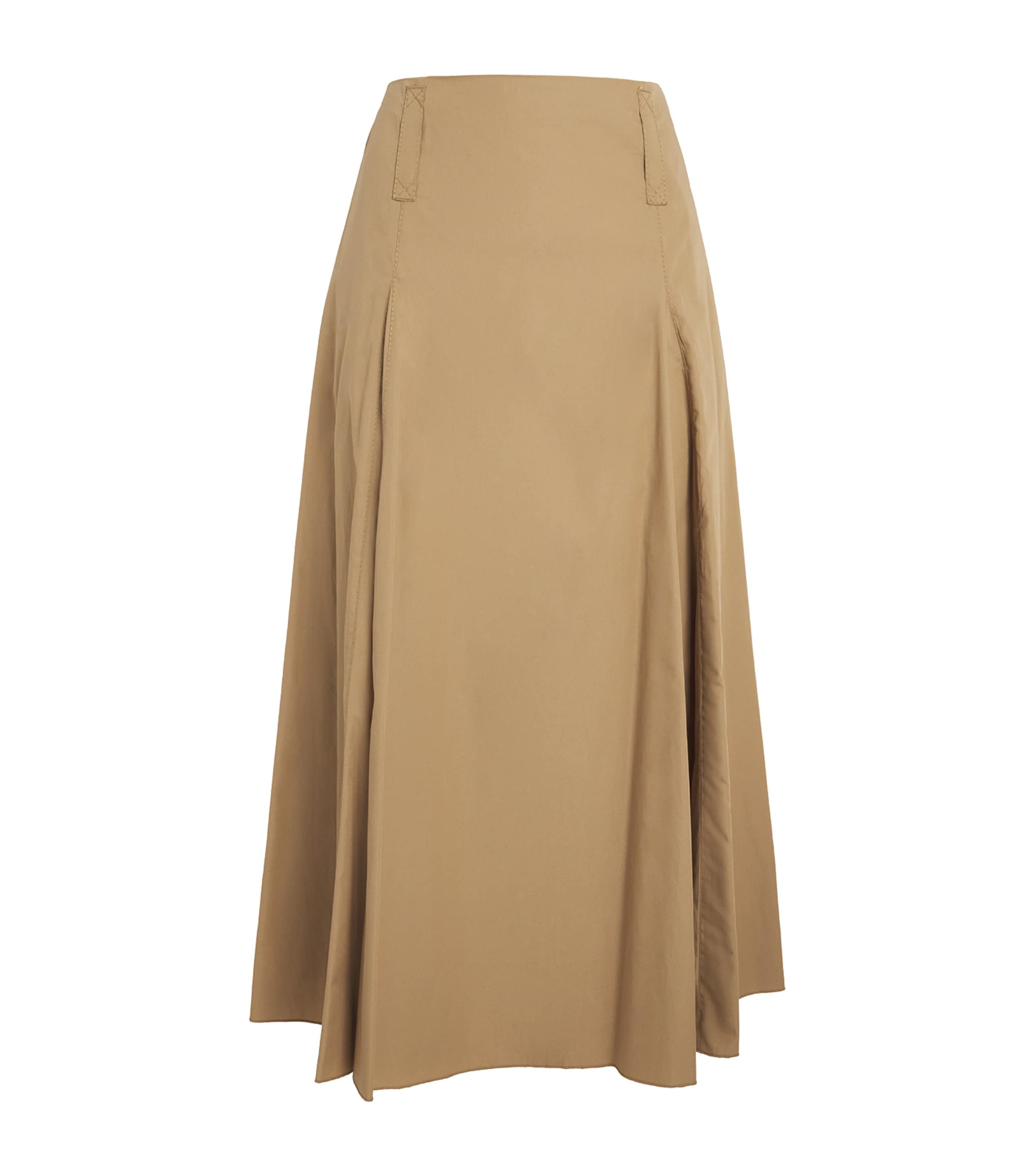Max & Co Cotton Poplin Midi Skirt In Beige