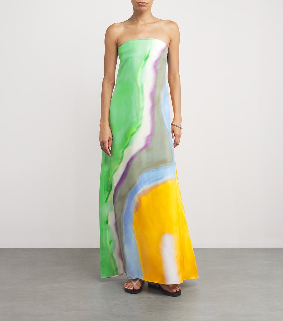 Silk Bandeau Aura Maxi Dress TANGELO AURA PRINT Image 2