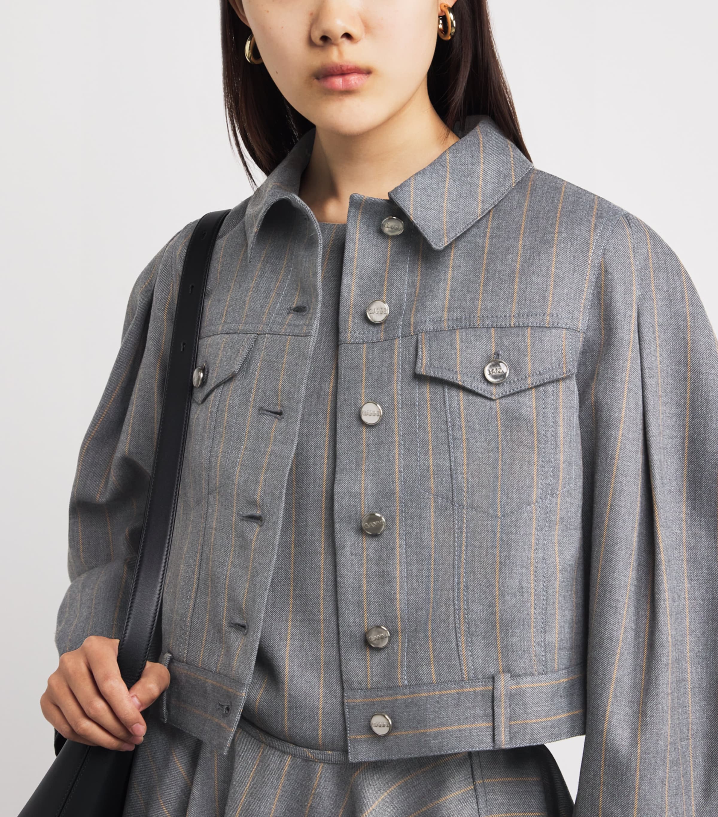 Cropped Stripe Jacket 205 PEWTER Image 6