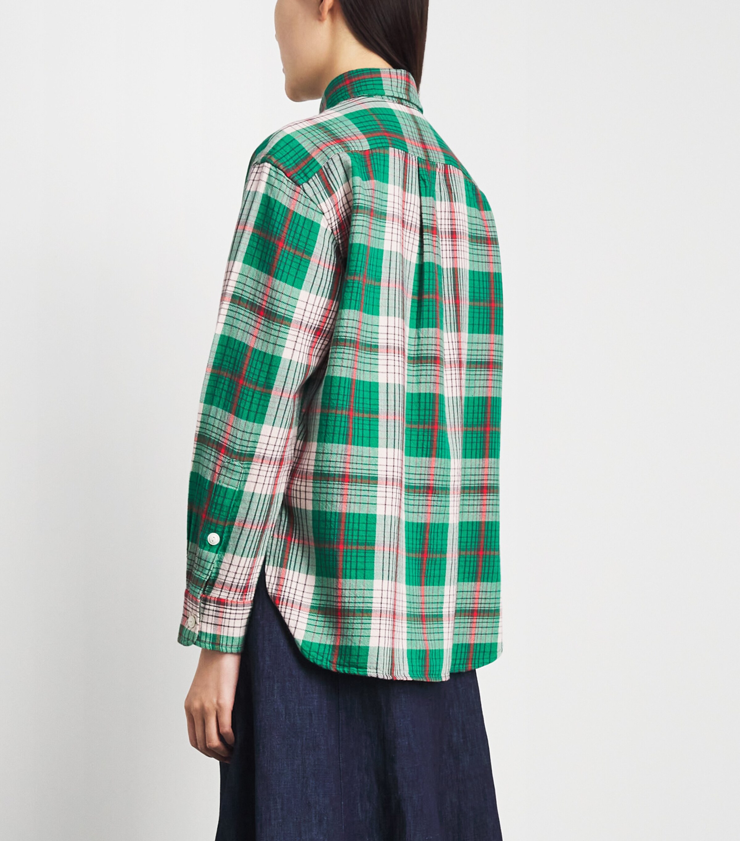 Polo Ralph Lauren Womens Cotton Check Shirt Green Crm Mlti Image 5