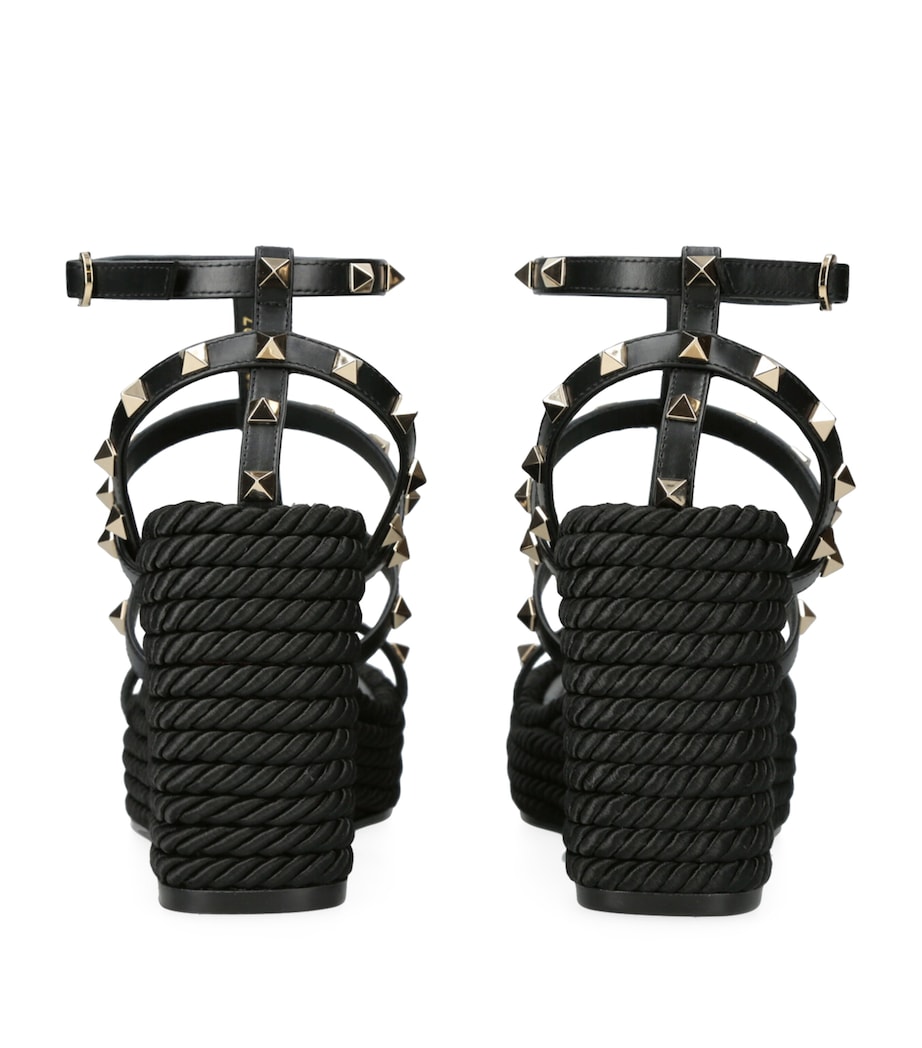Valentino Garavani Rockstud Wedge Sandals 95 Black Image 3