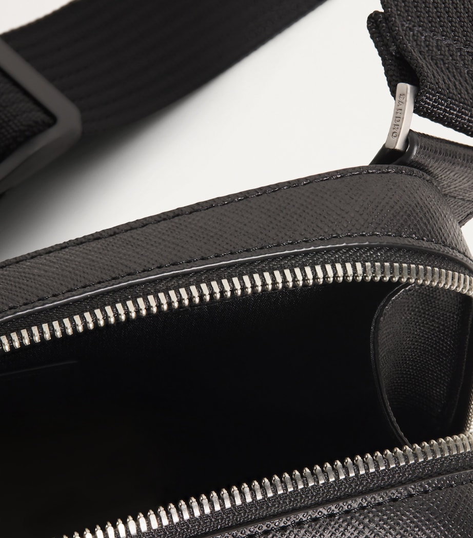 Small Recycled Leather Cross-Body Bag BLACK Image 6