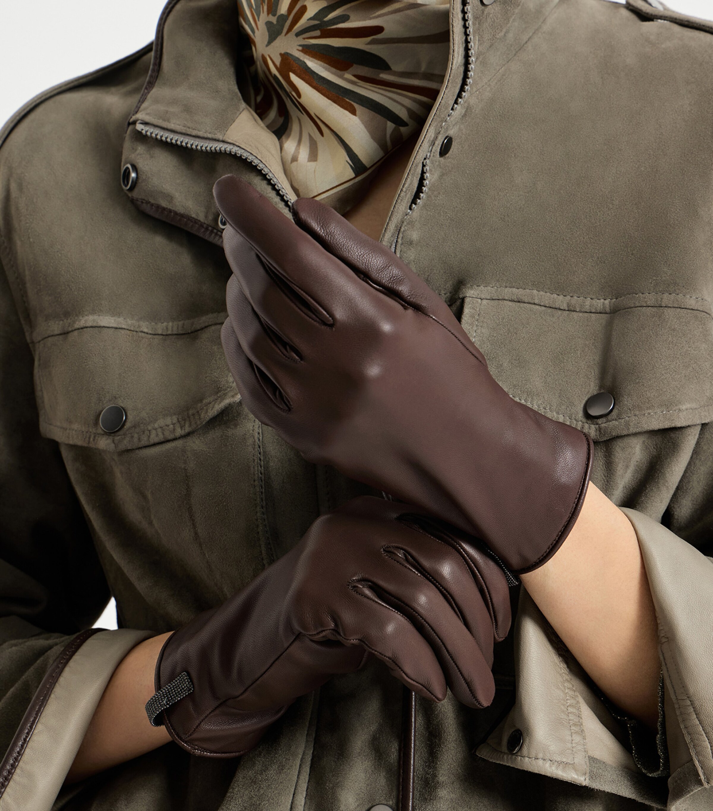 Brunello Cucinelli Nappa Leather Monili Gloves Image 2