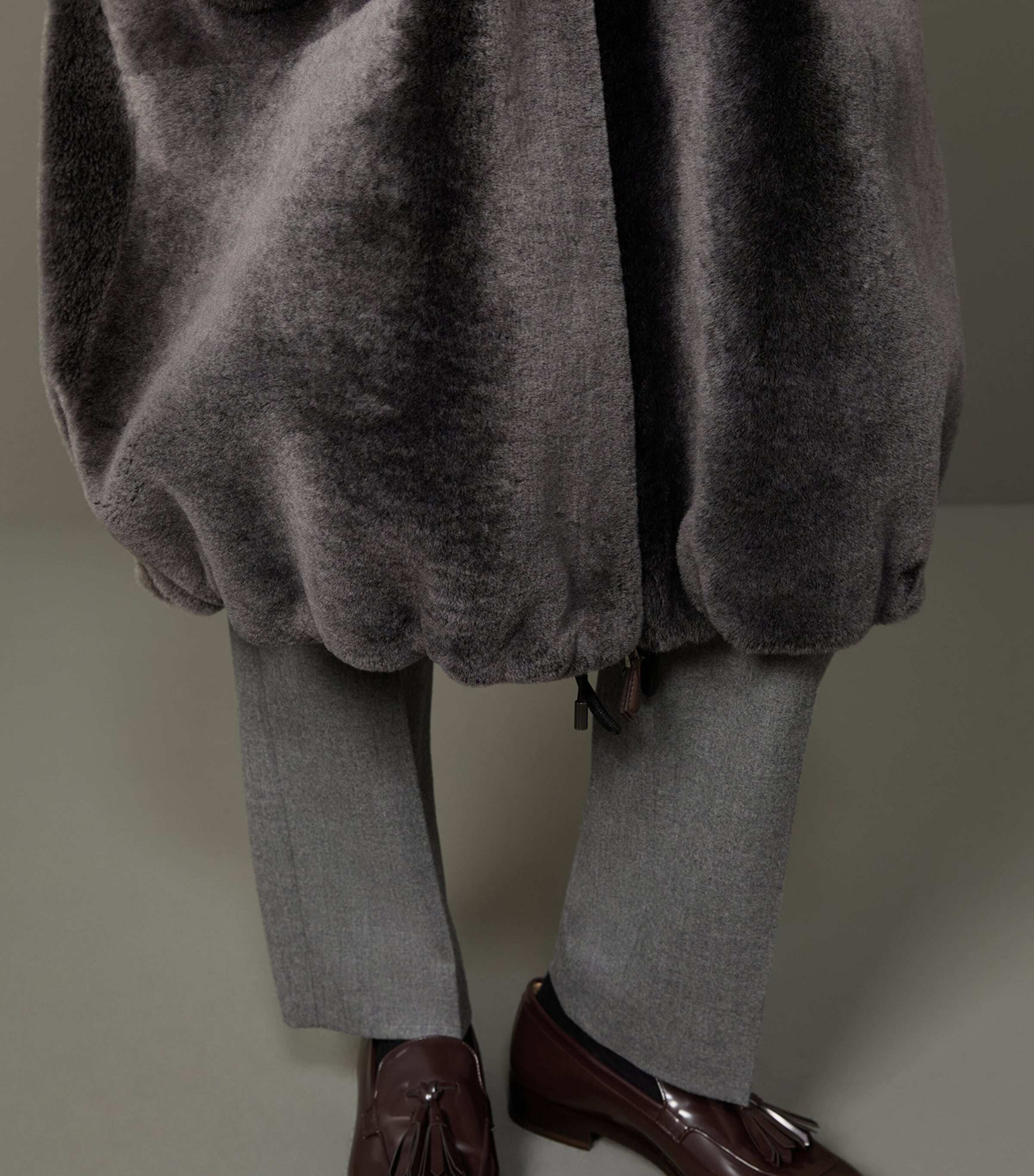 Max Mara Womens Shearling Reversible Coat Medium Grey Image 7