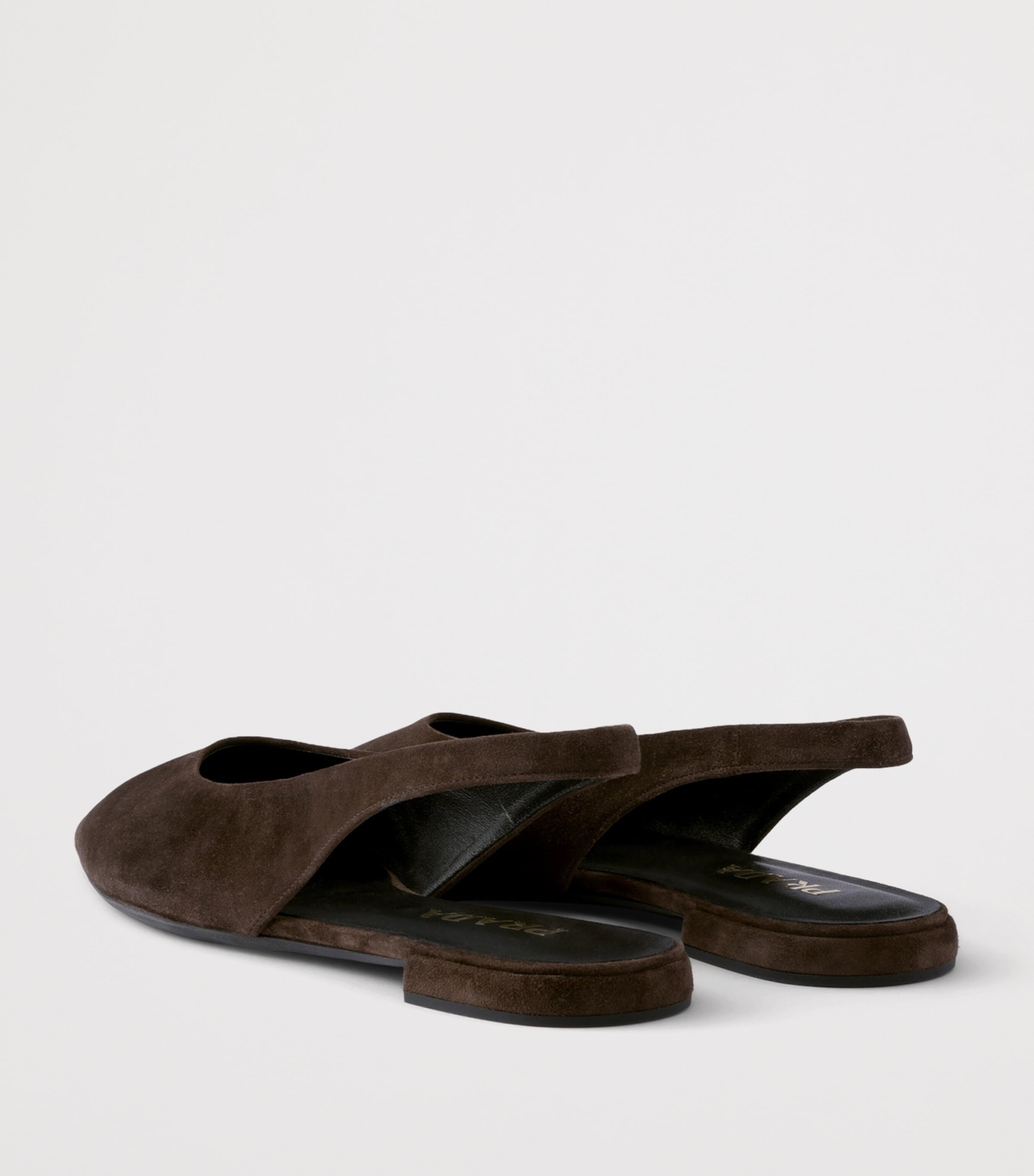 Prada Womens Suede Slingback Flats Brown Image 4