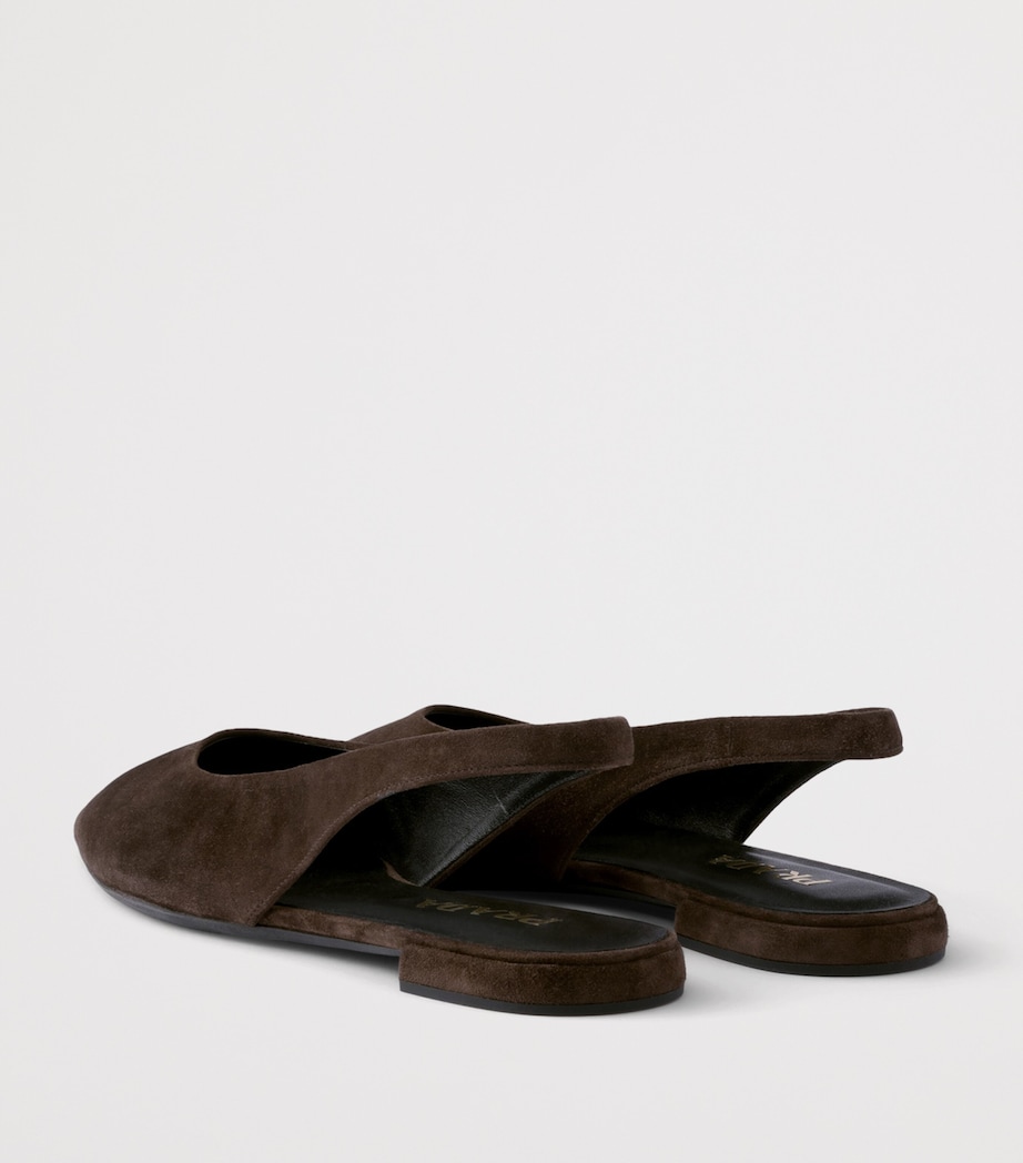 Prada Womens Suede Slingback Flats Brown Image 4