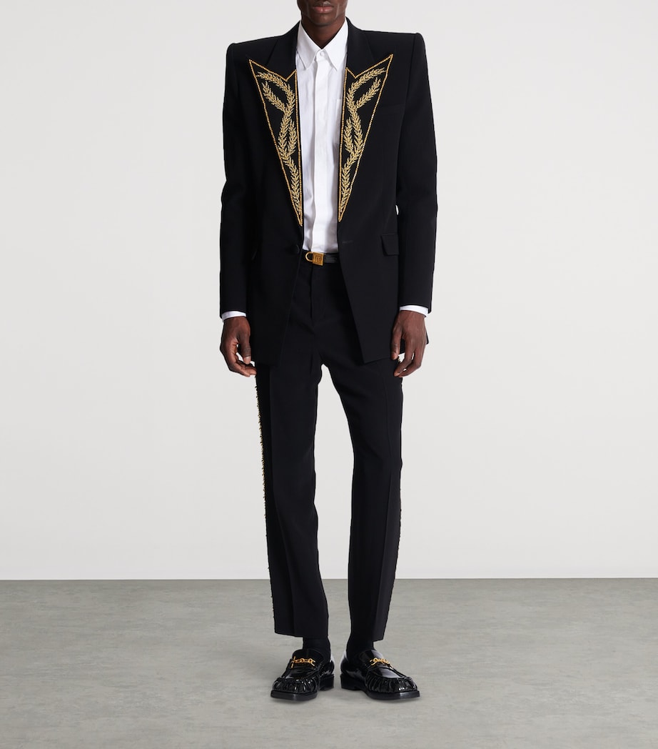 Balmain Mens Embroidered Tuxedo Jacket Ead Noir/or Image 4