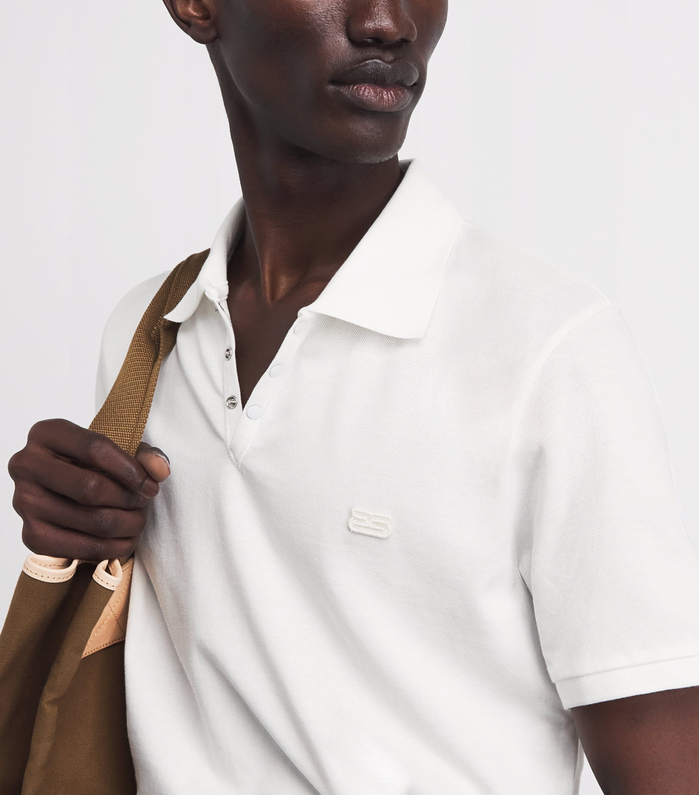 Sandro Paris Mens Cotton Logo Polo Shirt White Image 3
