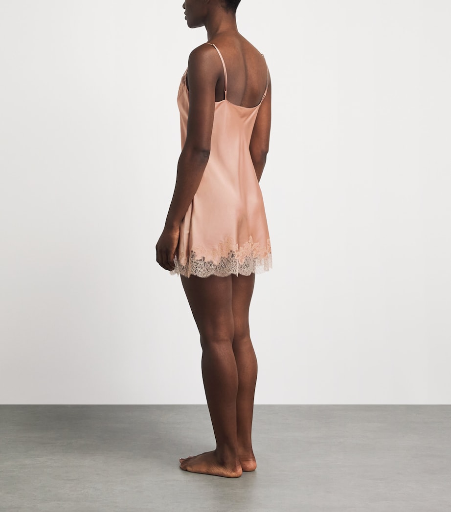 Carine Gilson Womens Silk Lace-Trim Slip Dress Beige Vision Image 4
