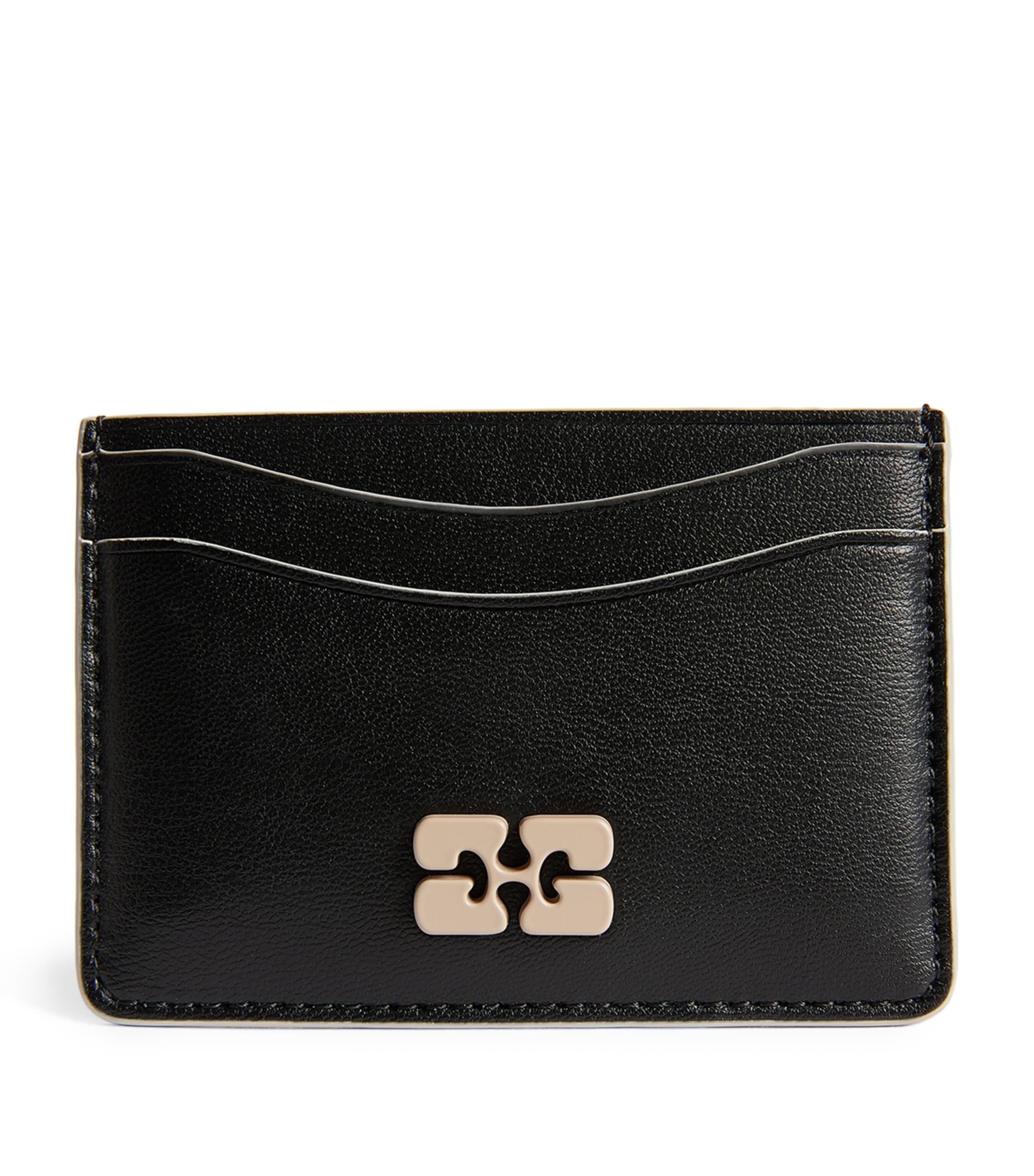 Shop Ganni Recycled Leather Bou Card Holder In Black