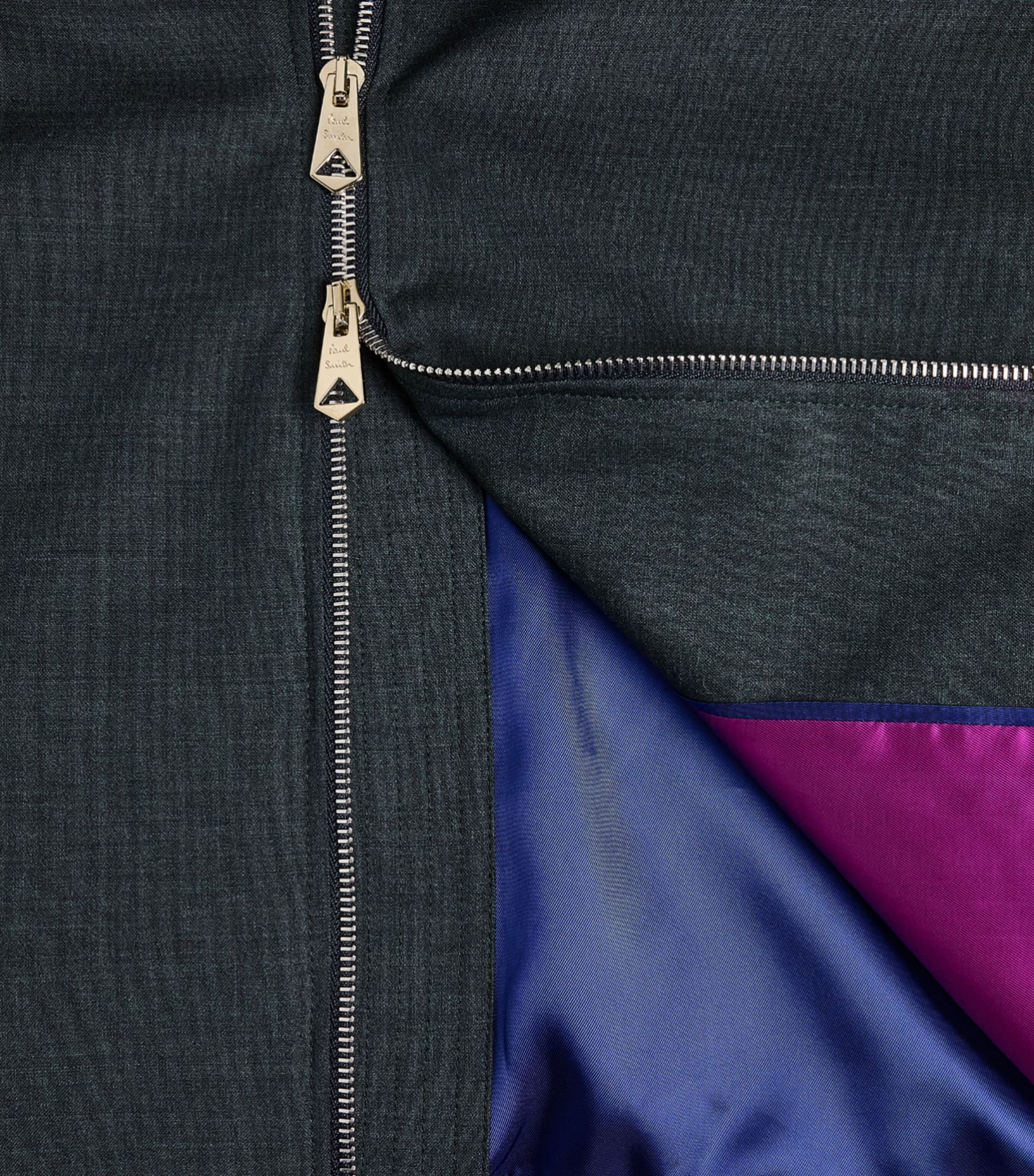 Paul Smith Mens Wool Harrington Jacket Dark Green Image 6