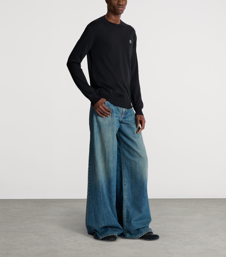 Silk-Blend Logo Sweater EQU NOIR/GRIS CHIN+ Image 2