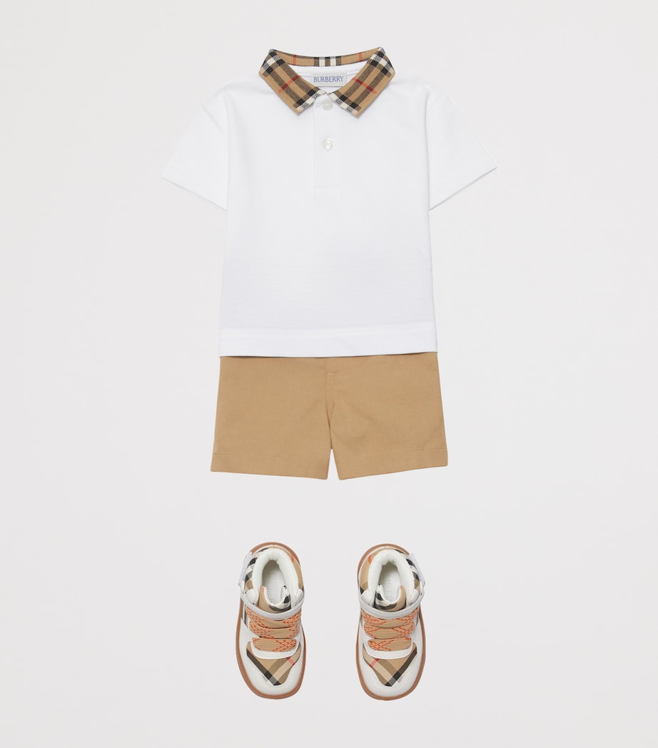 Cotton Check-Collar Polo Shirt (6-24 Months) WHITE Image 4