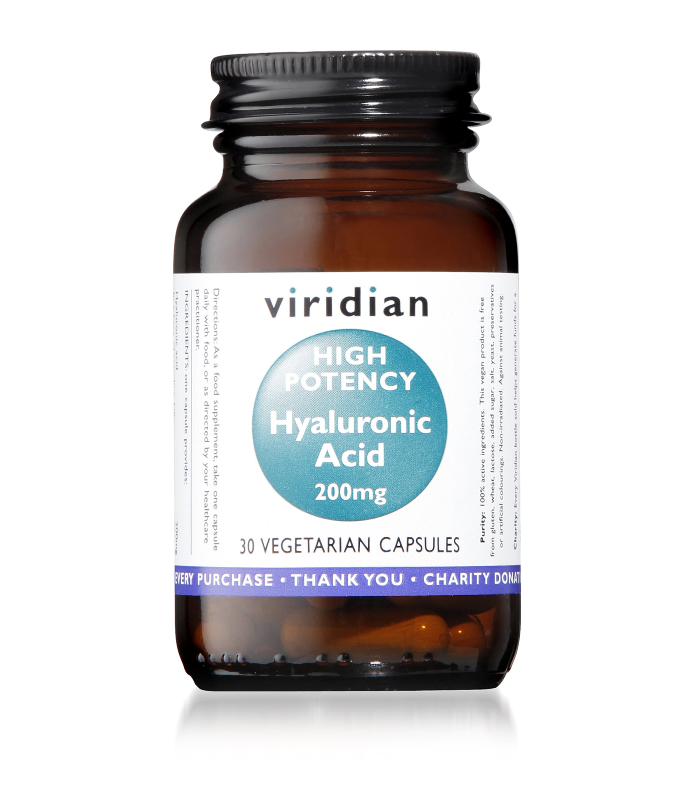Viridian High Potency Hyaluronic Acid 200Mg Supplement (30 Capsules) | Health & Wellbeing | Vitamins & Supplements | Body Care | Beauty Supplements | Designers | Viridian