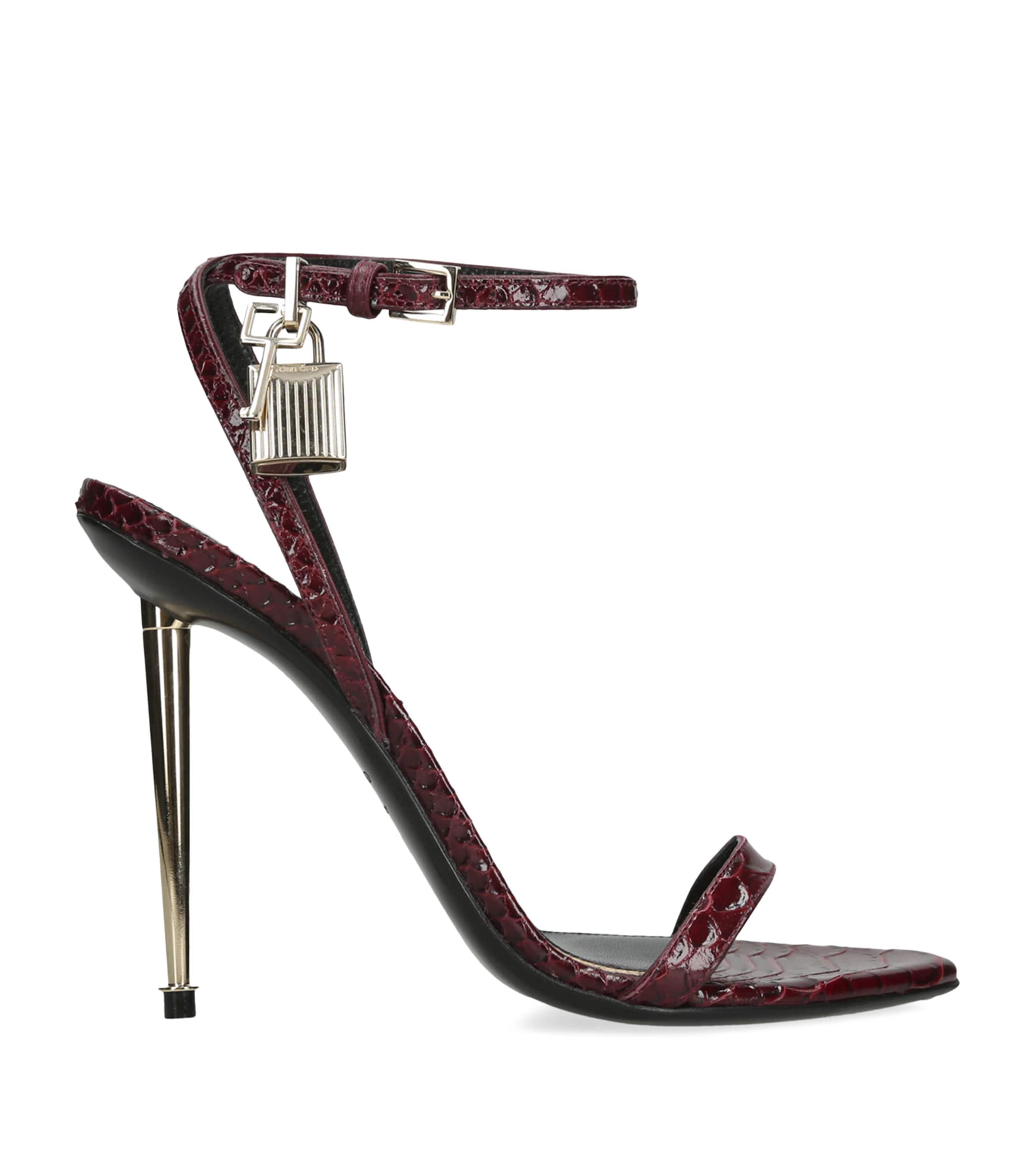 TOM FORD Leather Padlock Sandals 105 Red/dark Image 1