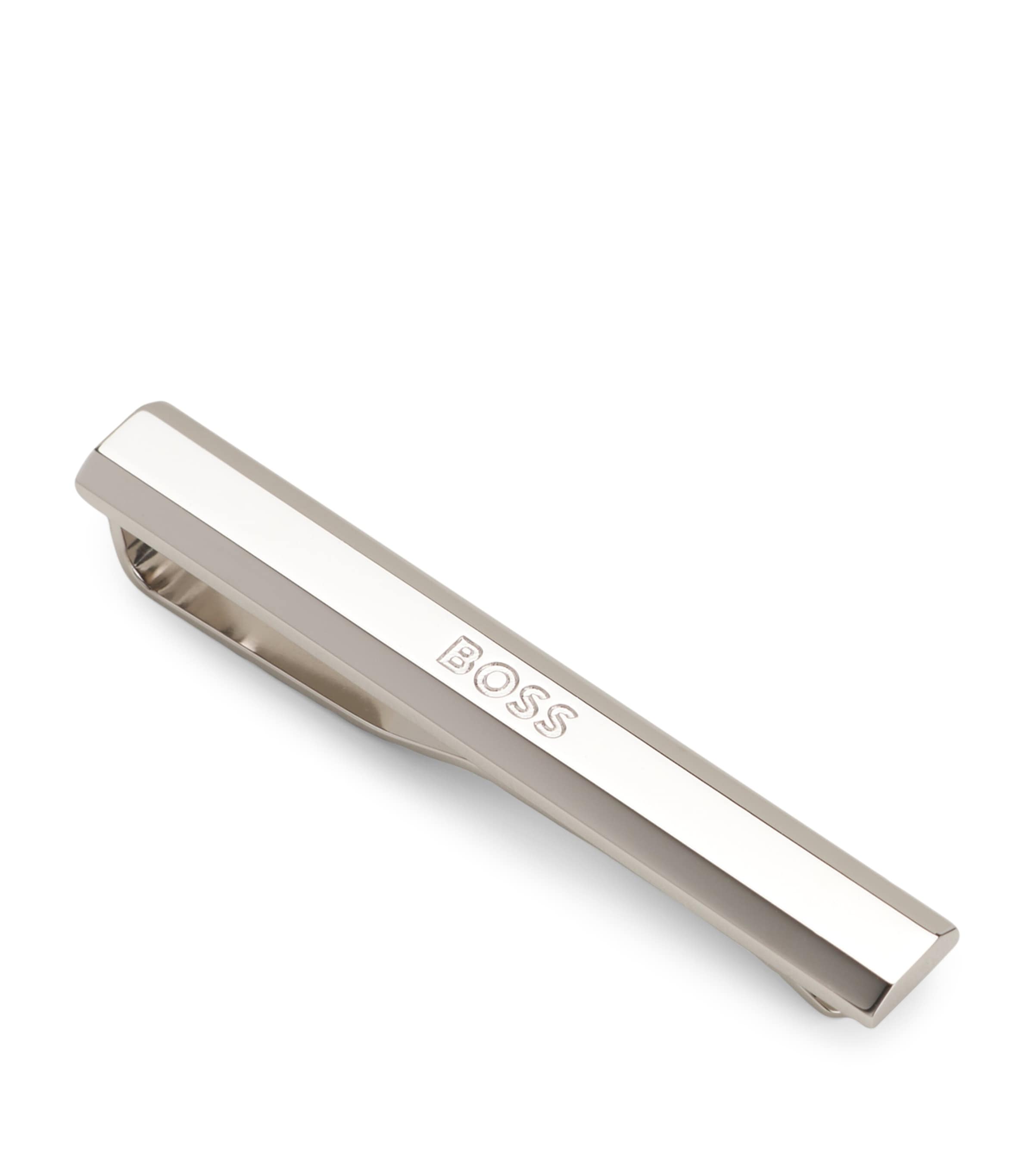 Hugo Boss Logo-embossed Tie Clip In Silver