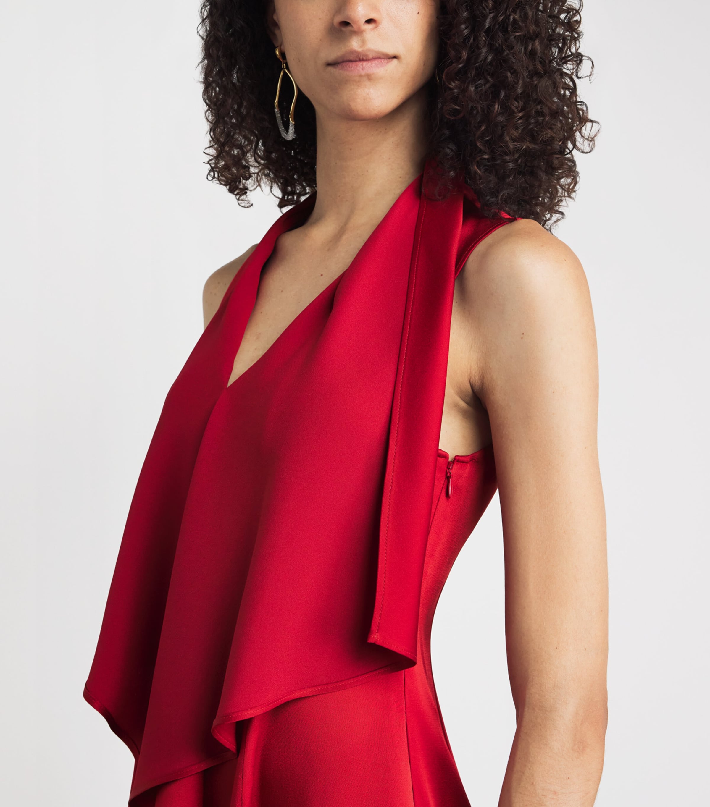 RETORI Womens Satin Draped Midi Dress Red Image 3