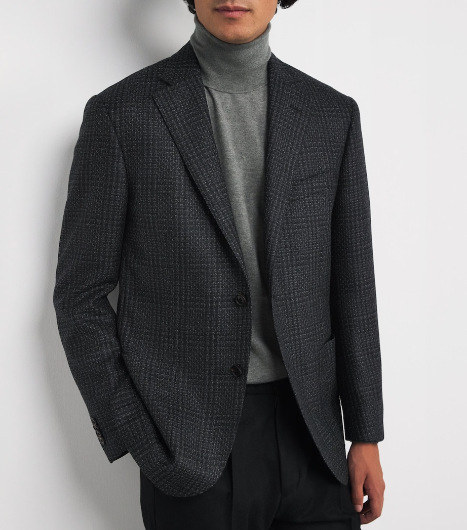 Virgin Wool Check Blazer 013 GREY MELANGE Image 6