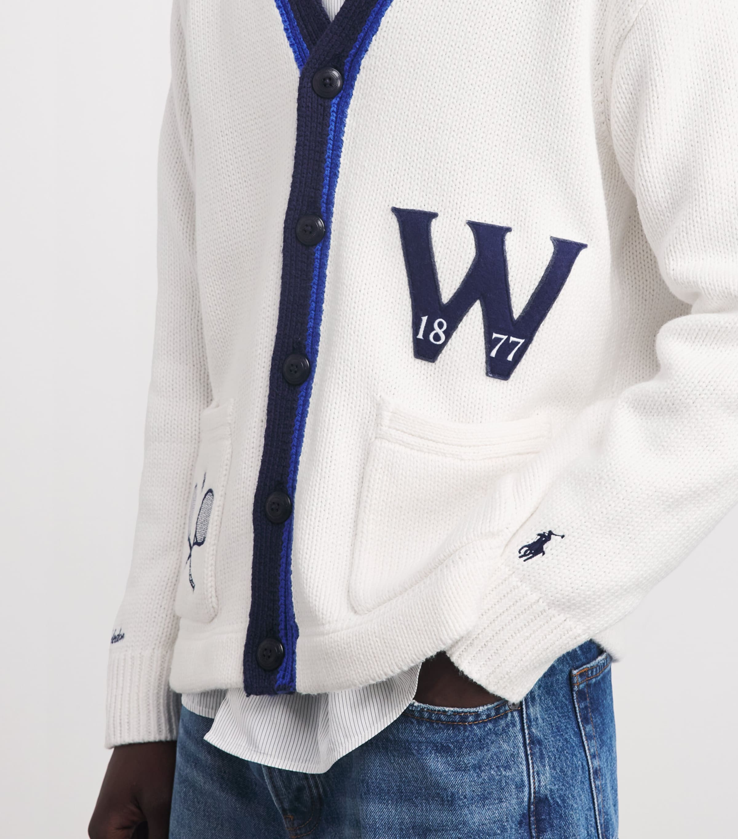 Polo Ralph Lauren White x Wimbledon Cotton V-Neck Cardigan