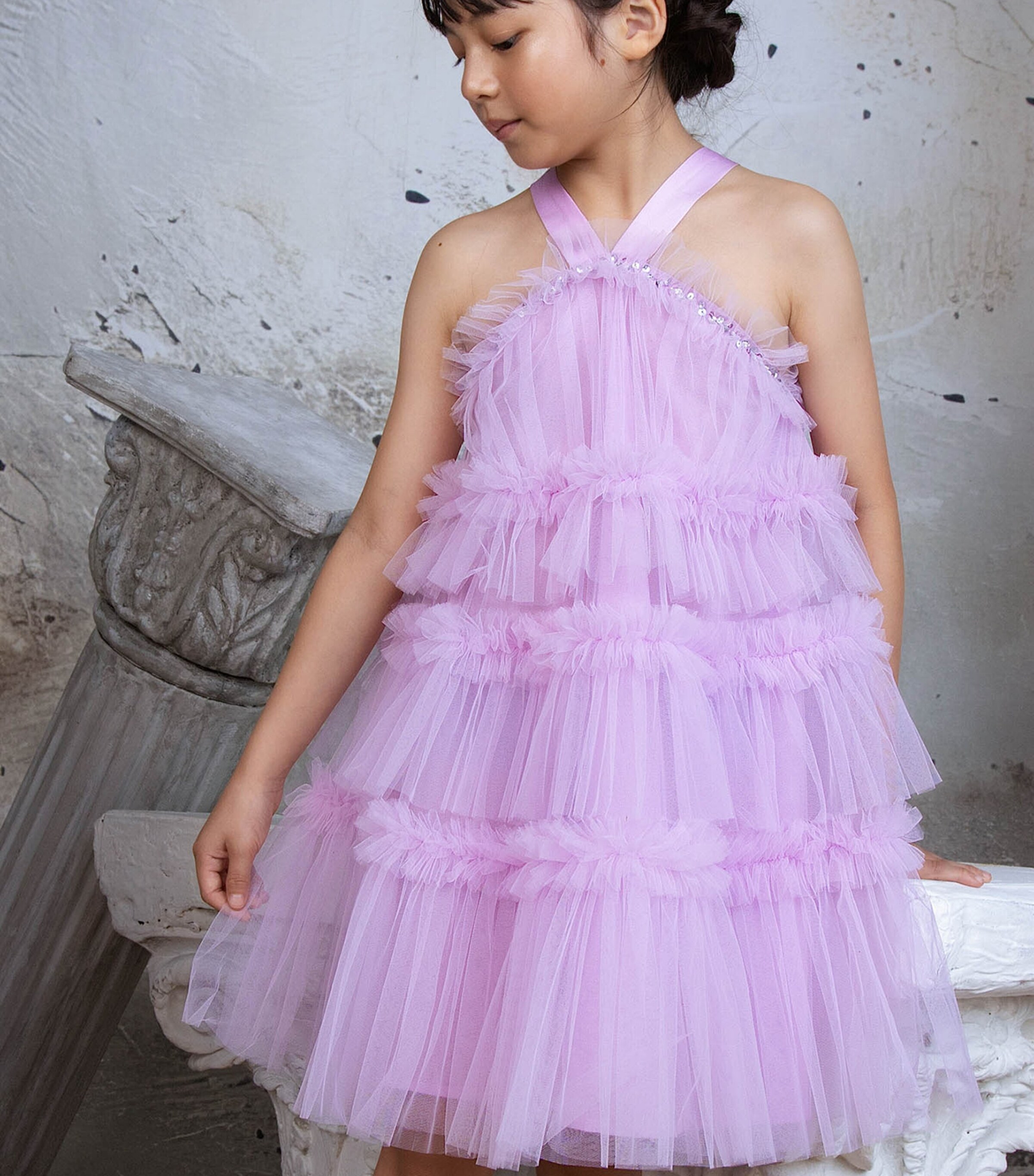 Tutu Du Monde Tulle Bon Bon Dress (2-11 Years) Orchid Bouquet Image 2