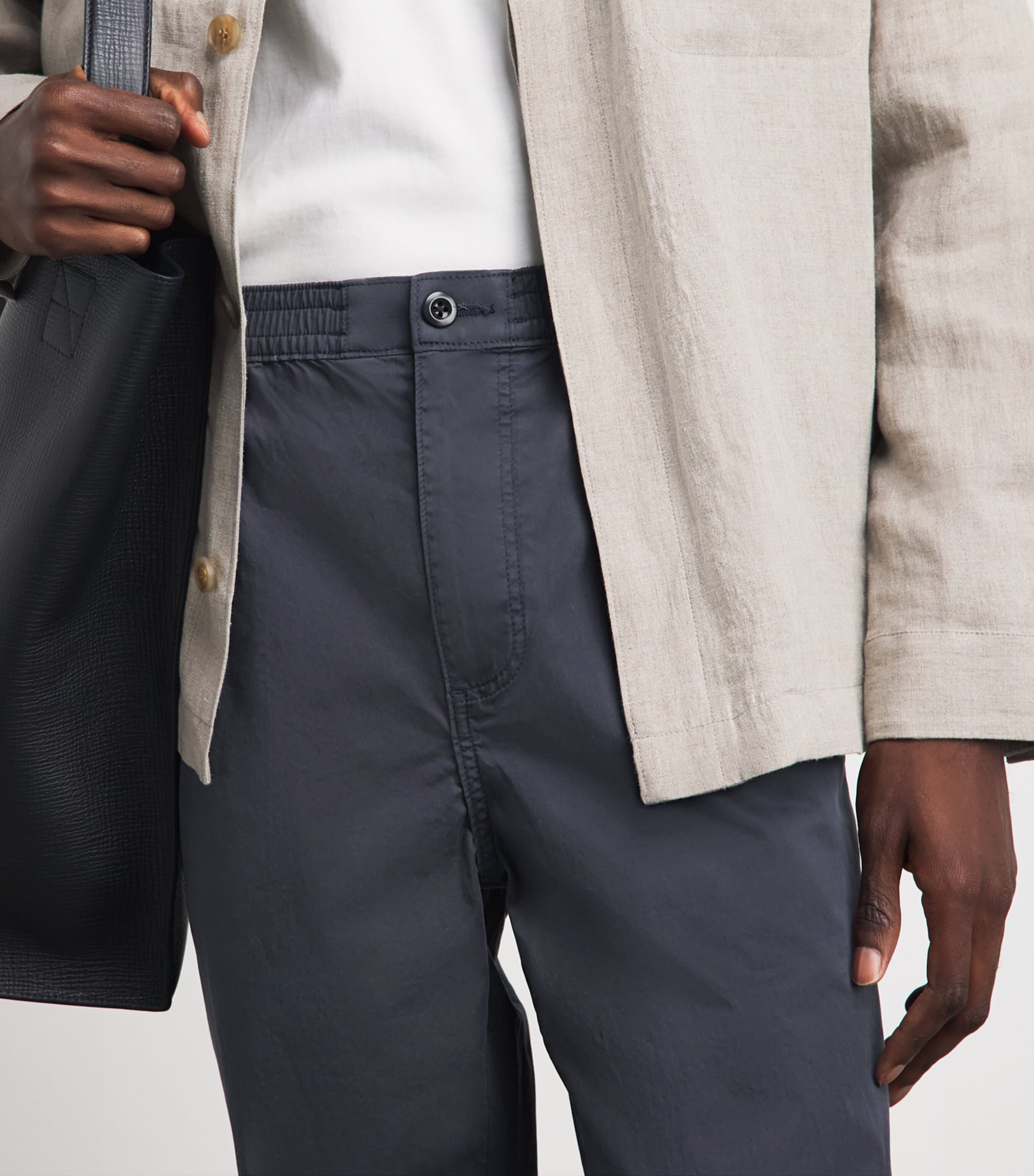 PAIGE Mens Stretch-Cotton Eberton Wide-Leg Chinos True Navy Image 3