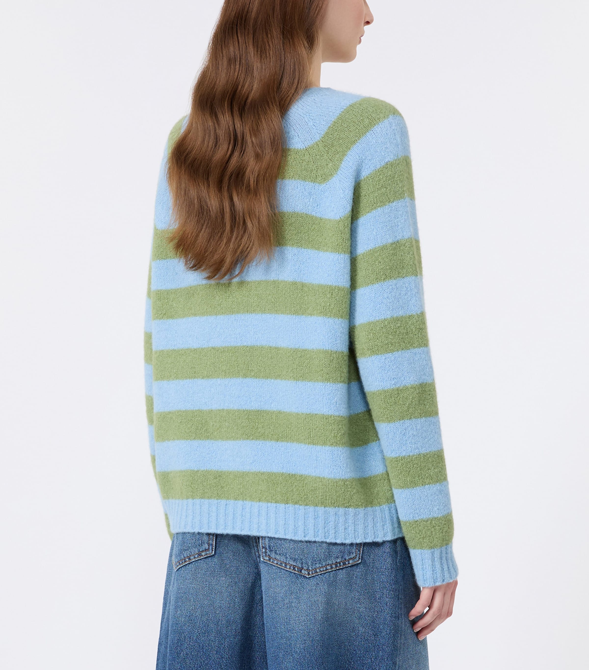 Weekend Max Mara Womens Stripe Crew-Neck Sweater Light Blue Image 3