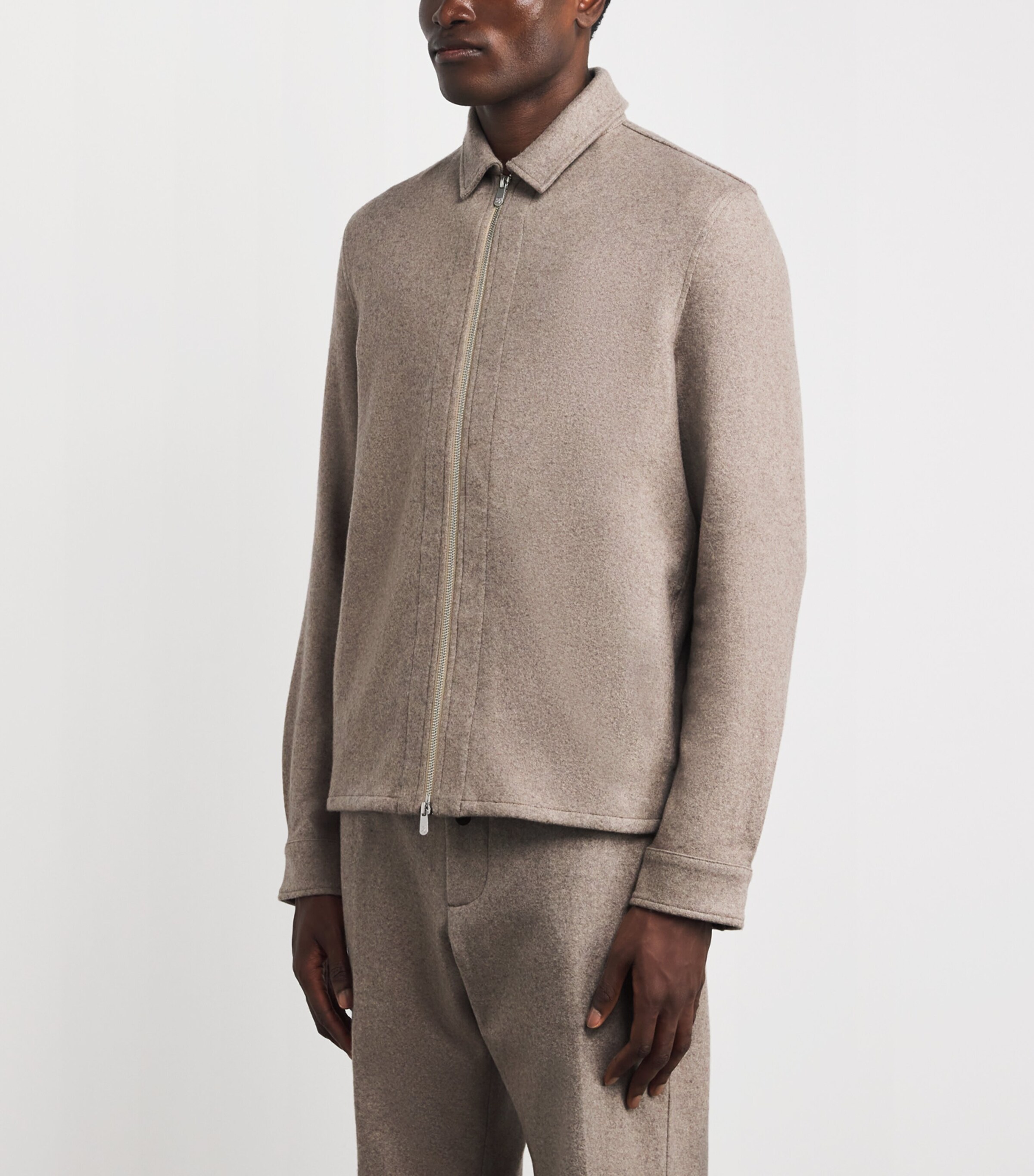 Marco Pescarolo Mens Cashmere 2-Way Zip Jacket Beige Image 3