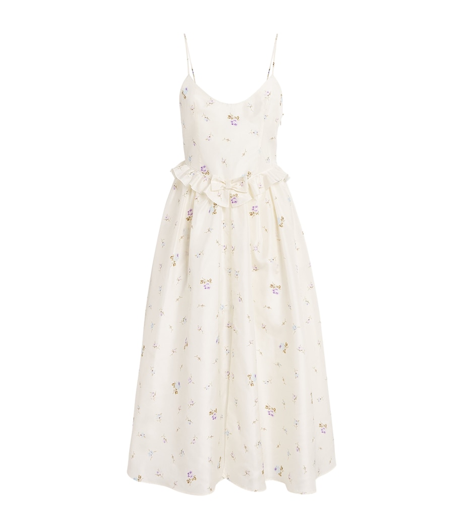 Alessandra Rich Womens Silk Floral Midi Dress White Multi Image 1