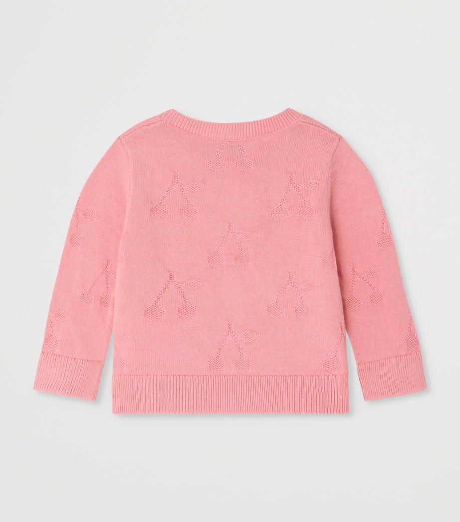 Bonpoint Cotton Intarsia Teyana Cardigan (6-18 Months) Rose Bonbon Image 2