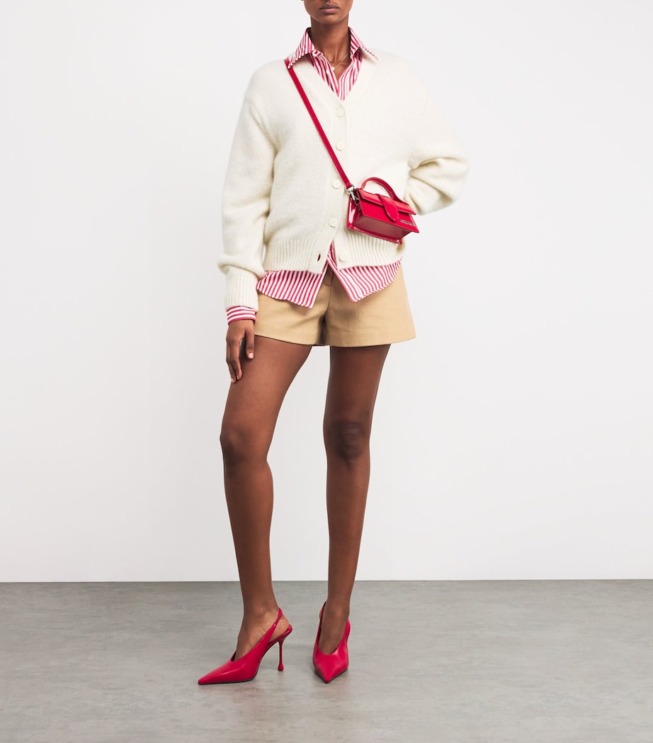 Jacquemus Womens Alpaca-Blend Jacquard Monogram Cardigan Light Beige Image 2