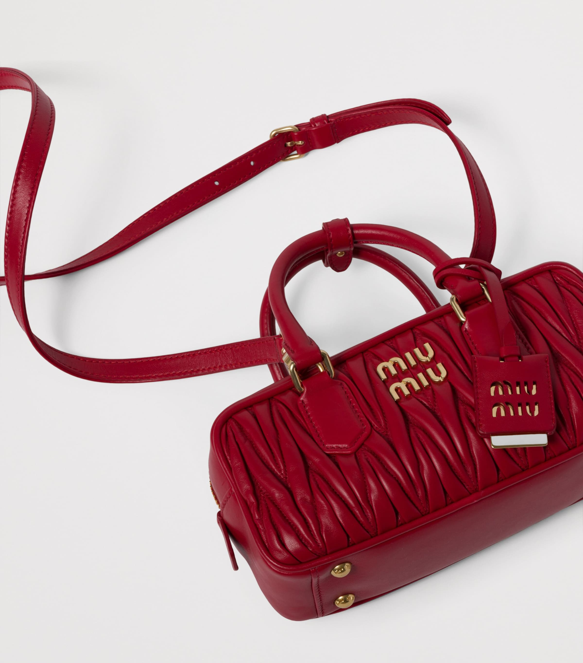 Miu Miu Nappa Leather Matelassé Arcadie Top-Handle Bag Red Image 6