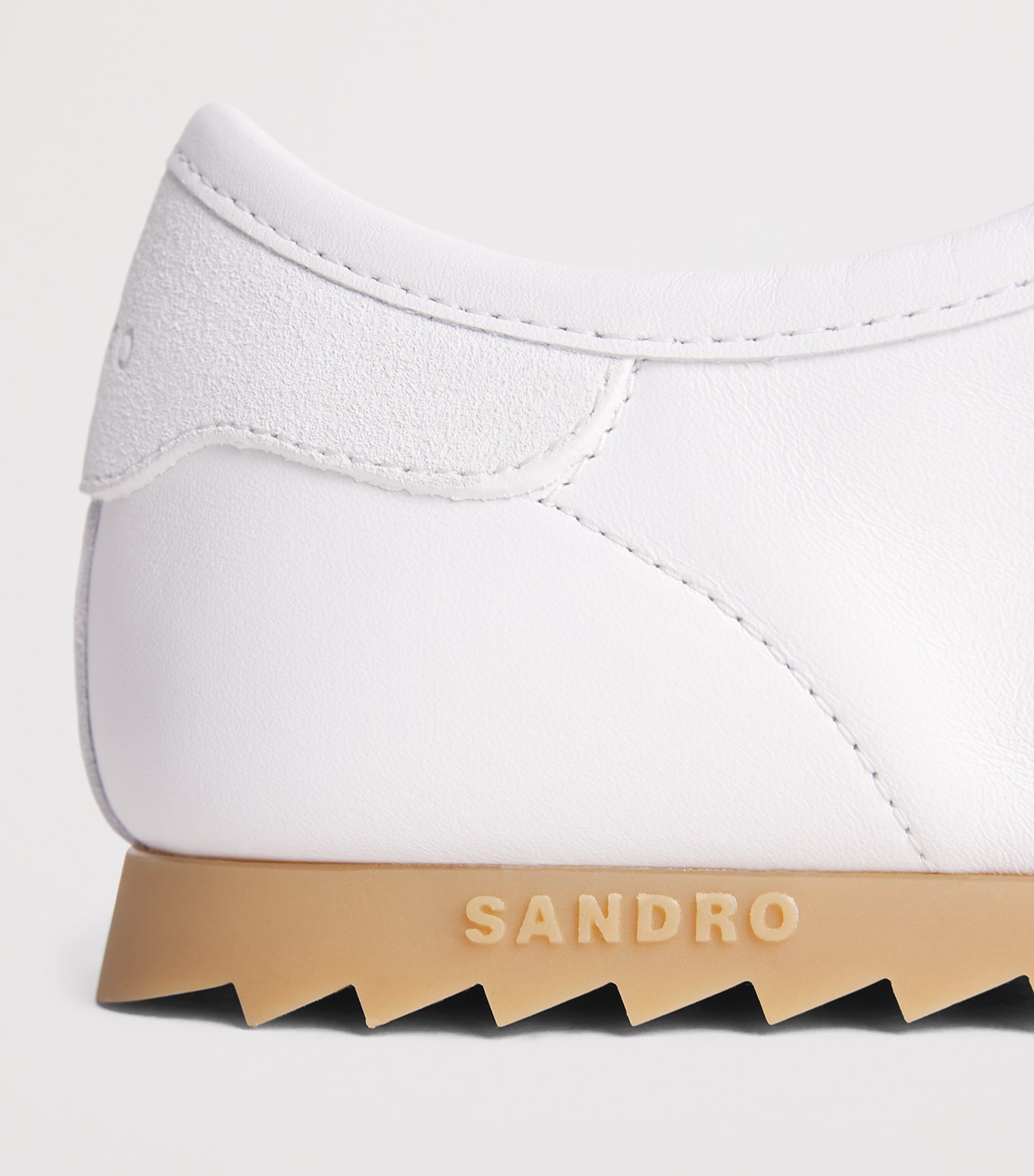 Sandro Paris Leather and Suede Low-Top Sneakers White Image 7