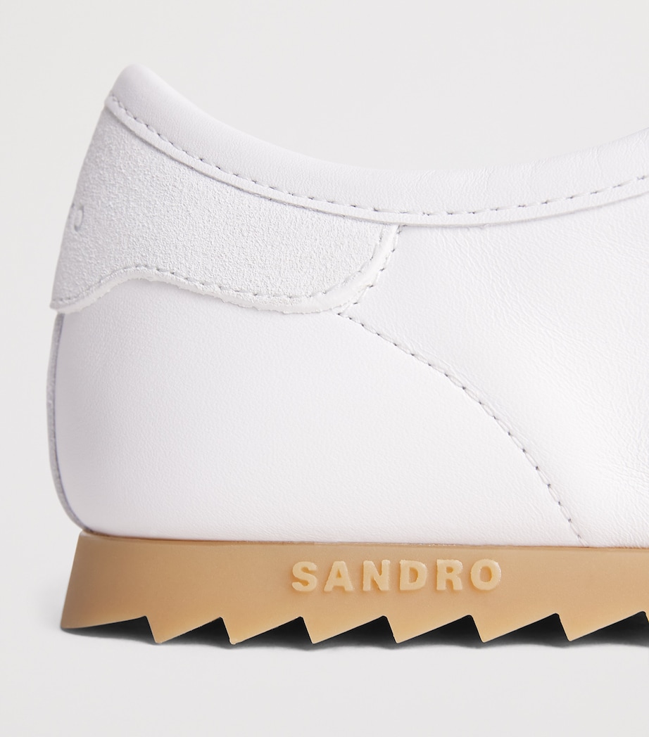 Sandro Paris Leather and Suede Low-Top Sneakers White Image 7