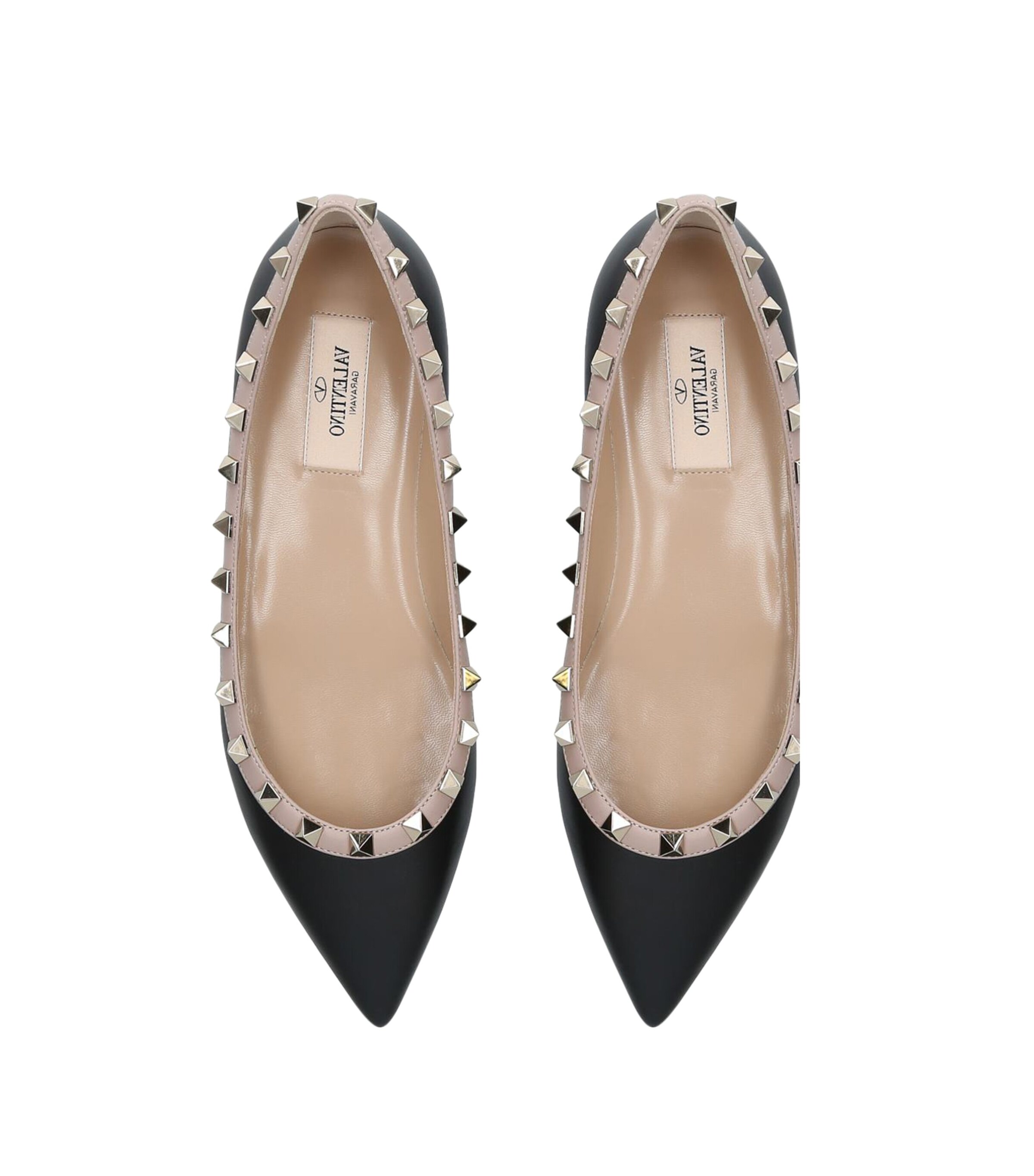 Valentino Garavani Valentino Garavani Leather Rockstud Flats Black Image 4
