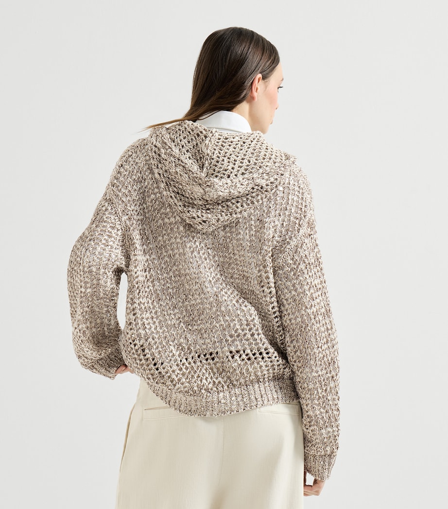 Brunello Cucinelli Womens Silk-Linen-Blend Zip-Up Cardigan Image 5