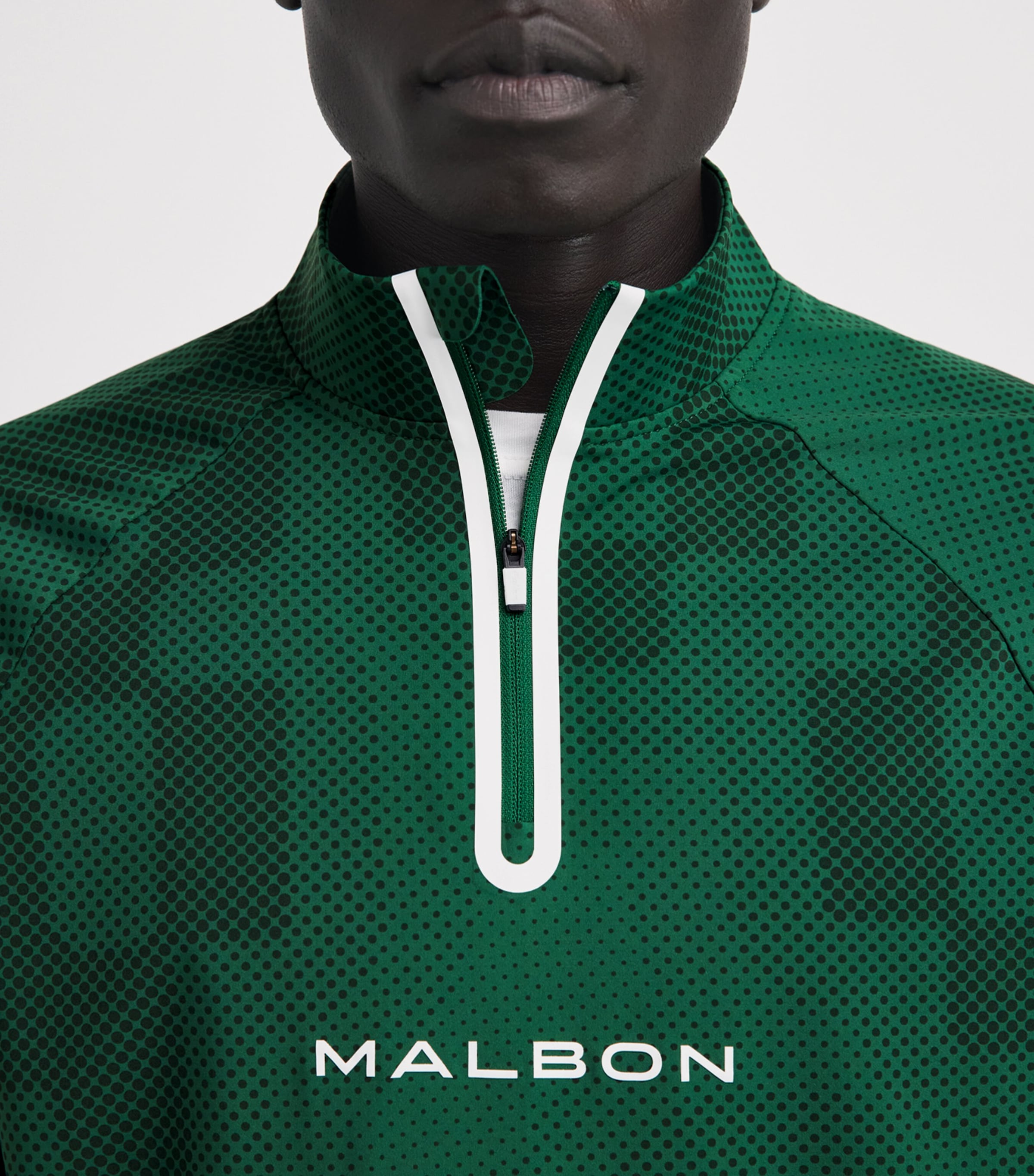 Malbon Mens Performance Mesh Quarter-Zip Mid-Layer Eden Image 3