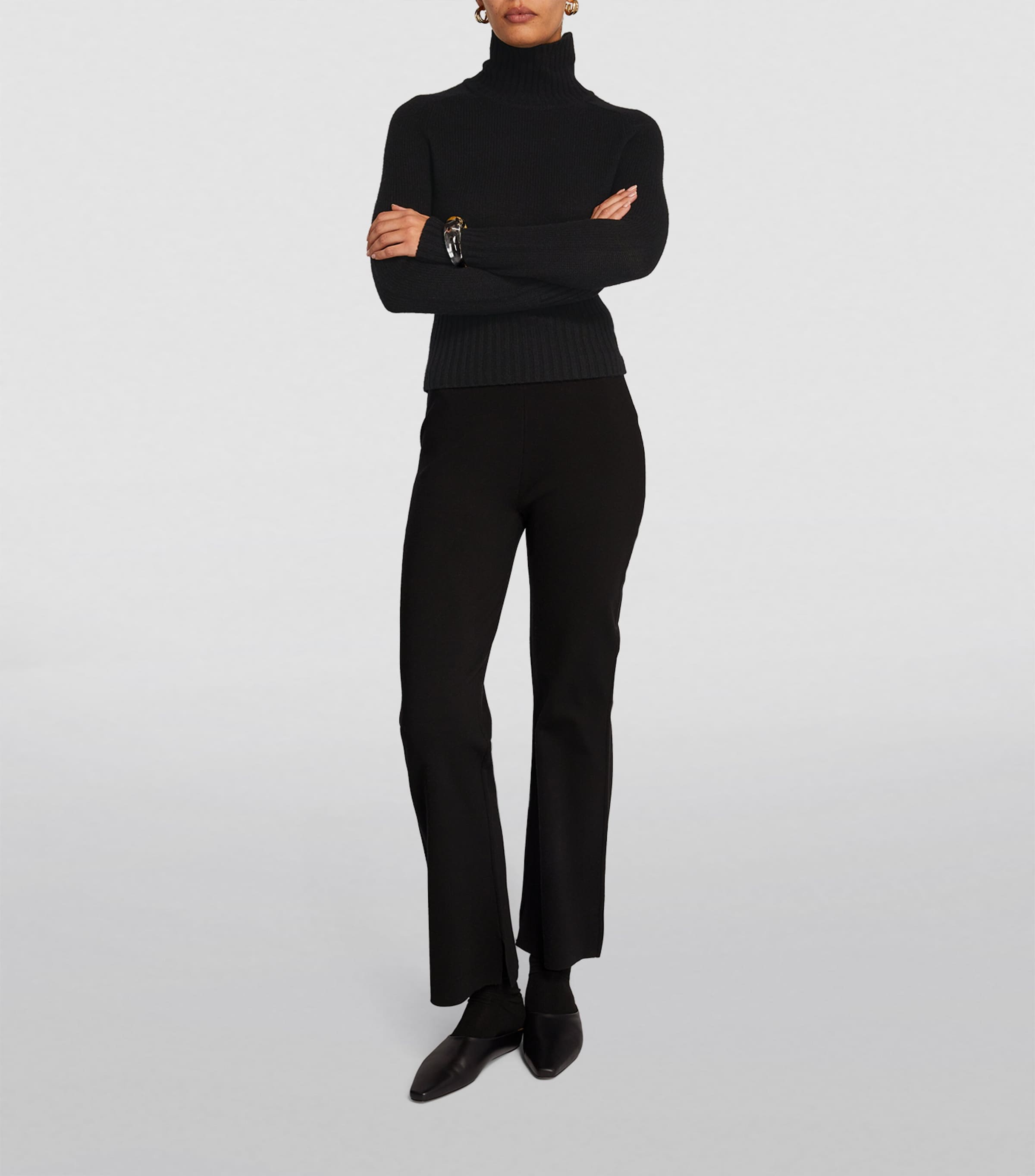 Open Cashmere High-Neck Sweater BLACK Image 2