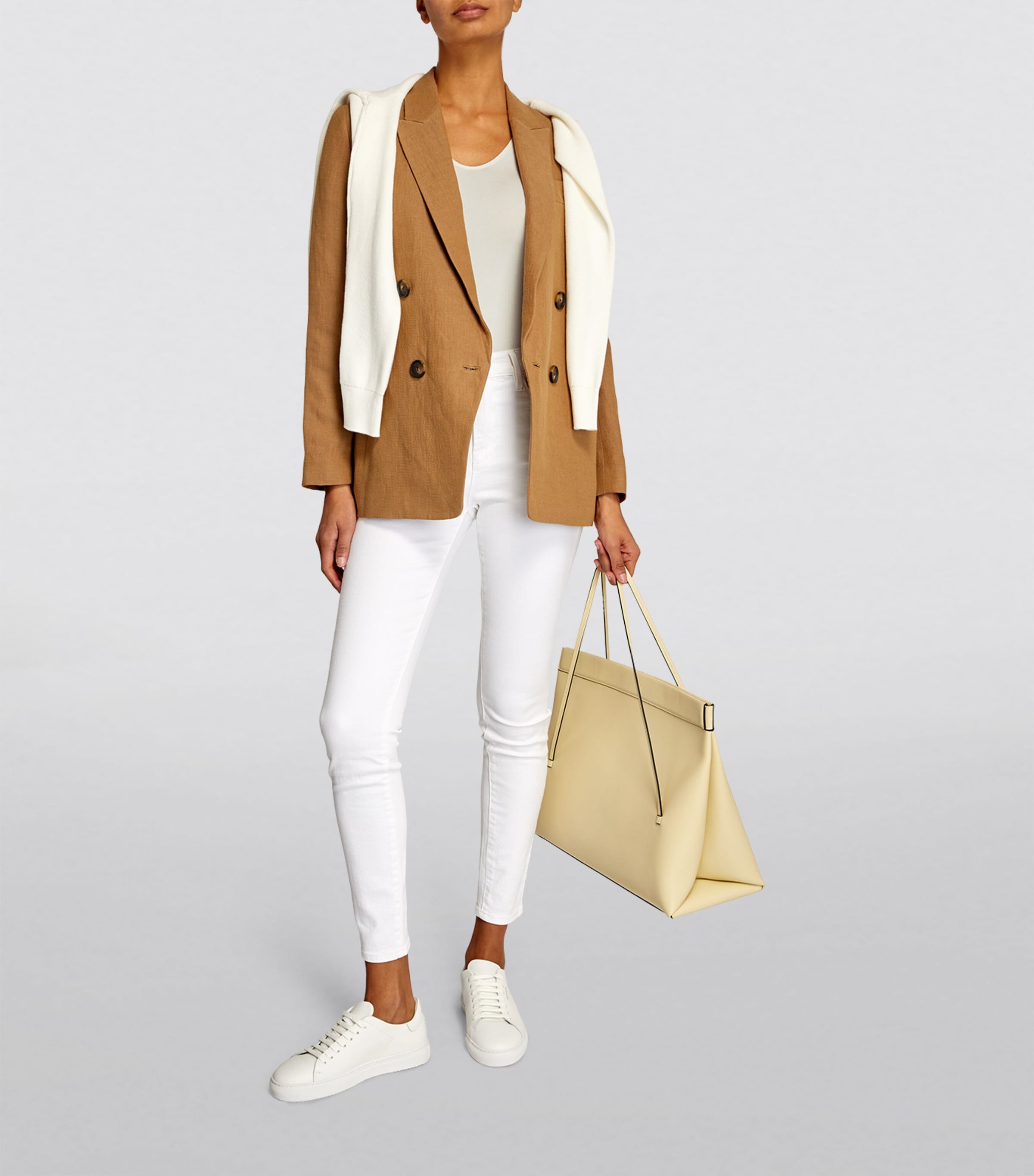 Cropped-Sleeve V-Neck Bodysuit 2179 IVORY Image 2