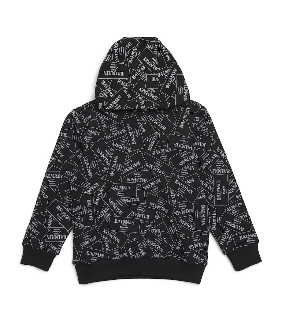 Cotton Label Print Hoodie (4-14 Years) 930BCBLACK/WHITE Image 1