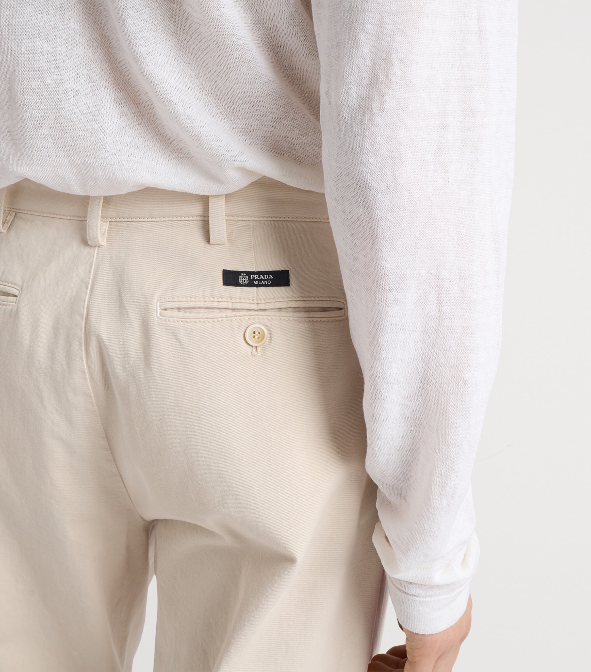 Prada Mens Cotton Wide-Leg Trousers Neutral Image 6