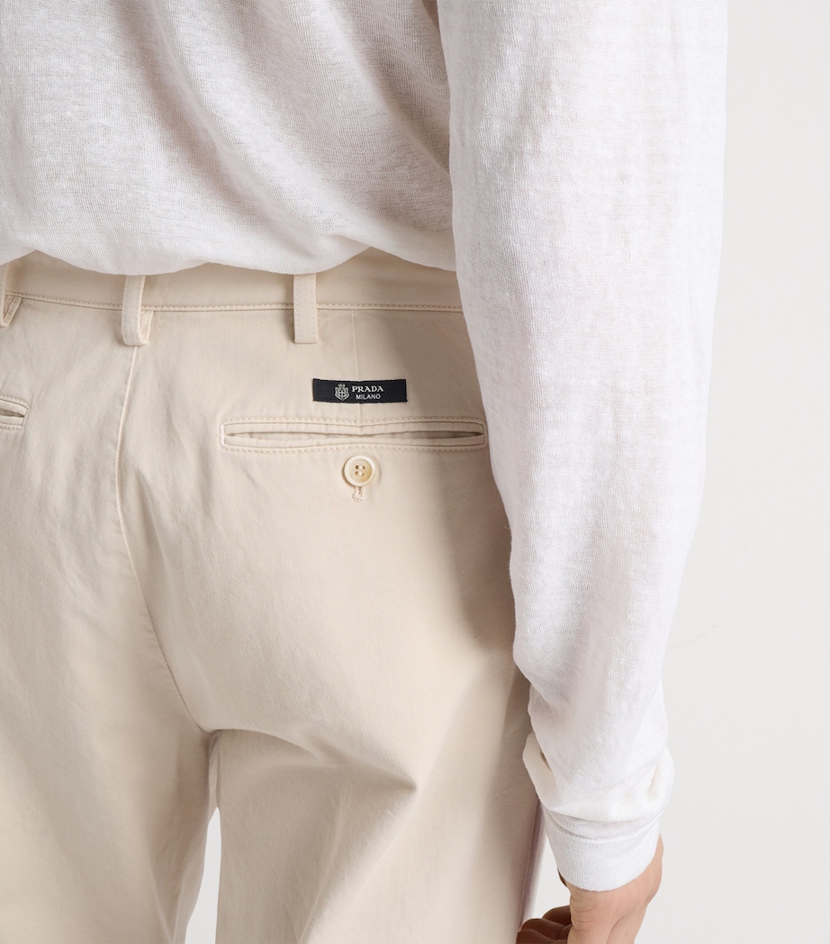 Prada Mens Cotton Wide-Leg Trousers Neutral Image 6